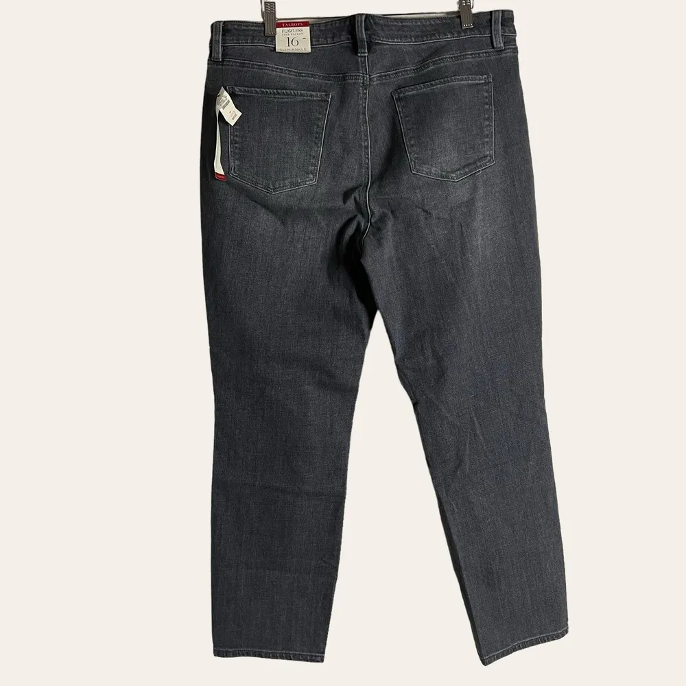 Talbots Flawless Five-Pocket Slim Ankle Gray Mid Rise Jeans Size 16 - Image 7