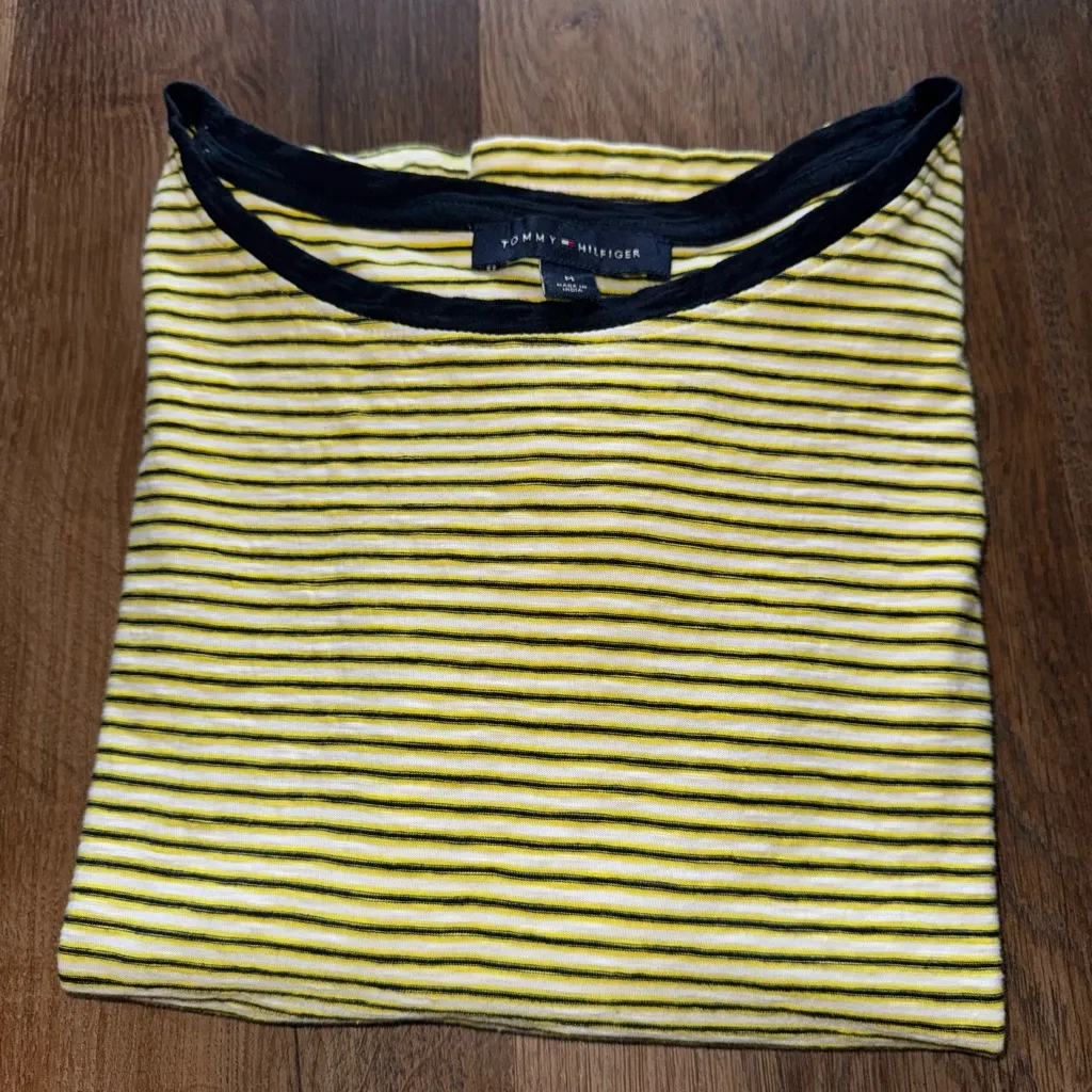 Tommy Hilfiger Navy & Yellow Striped Top - Image 3