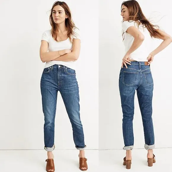 NEW Madewell The High-Rise Slim Boyjean: Eco Edition Medium Wash Skinny Size 23 - Image 2