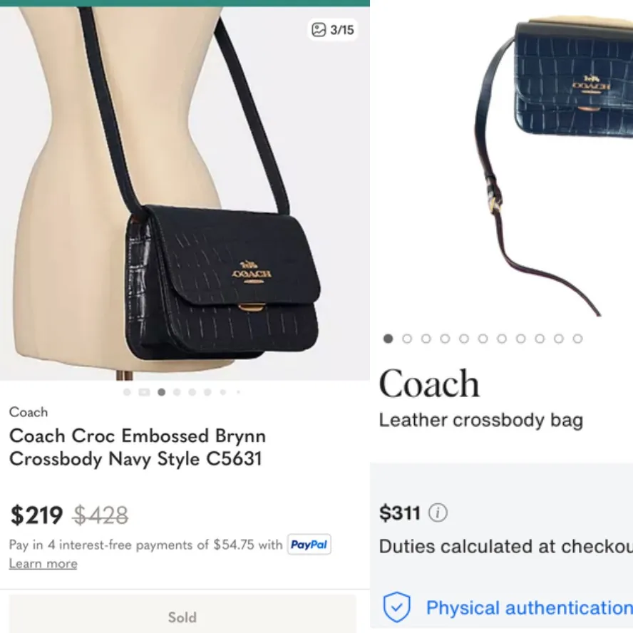 Coach C5631 Midnight Blue Croc Embossed Brynn Flap Crossbody Bag Suede Interior - Image 10