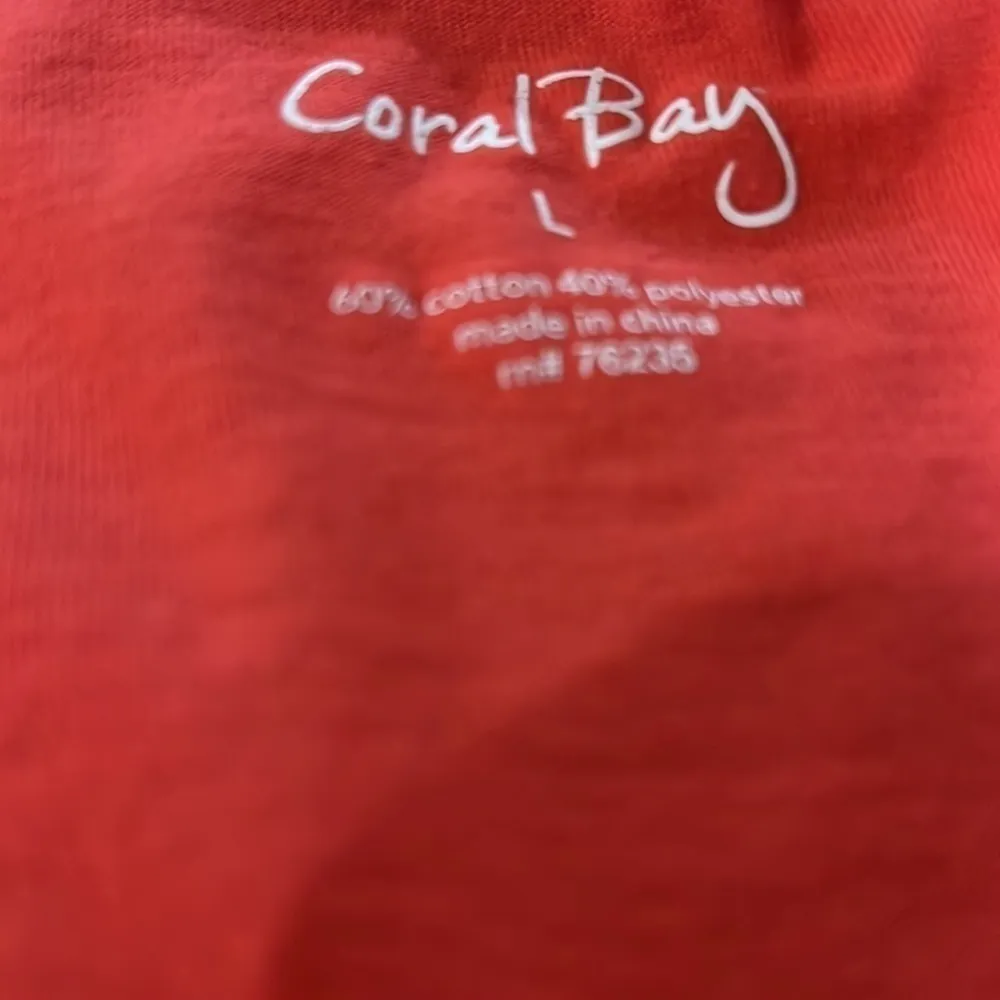 Coral Bay Heart Shirt Women's Large Short Sleeve Crewneck Pink - Image 3
