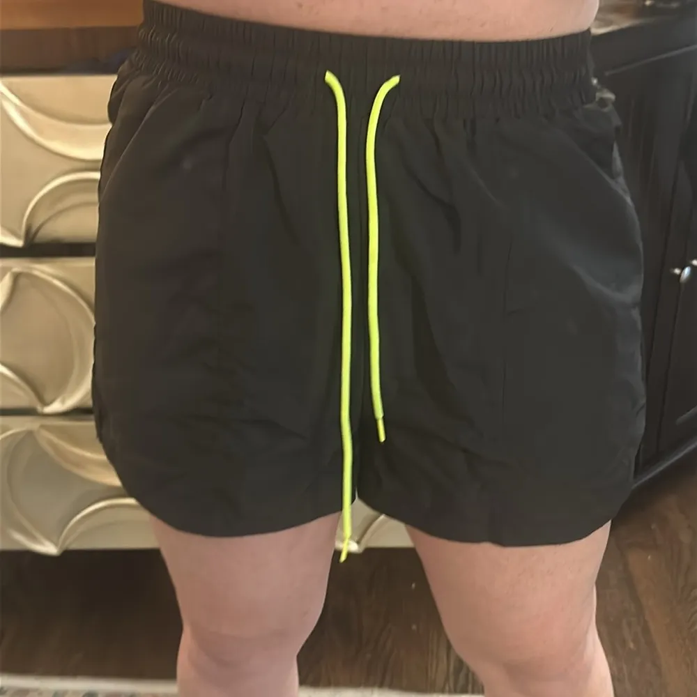 Black Shorts with Neon Green Drawstring Size M - Image 8