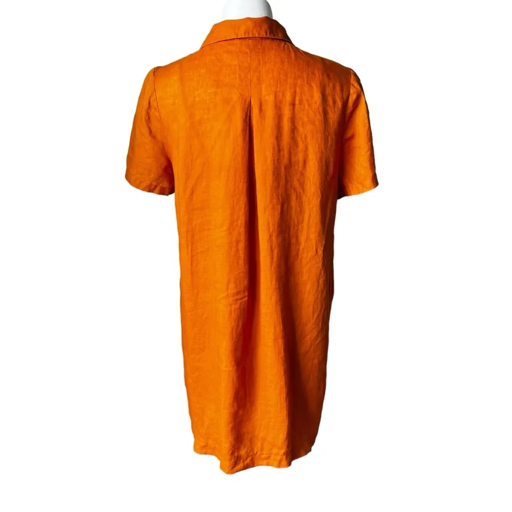 Anthropologie MAEVE Lace Up Linen Dress Burnt Orange, Sz 14 Orange - Image 6