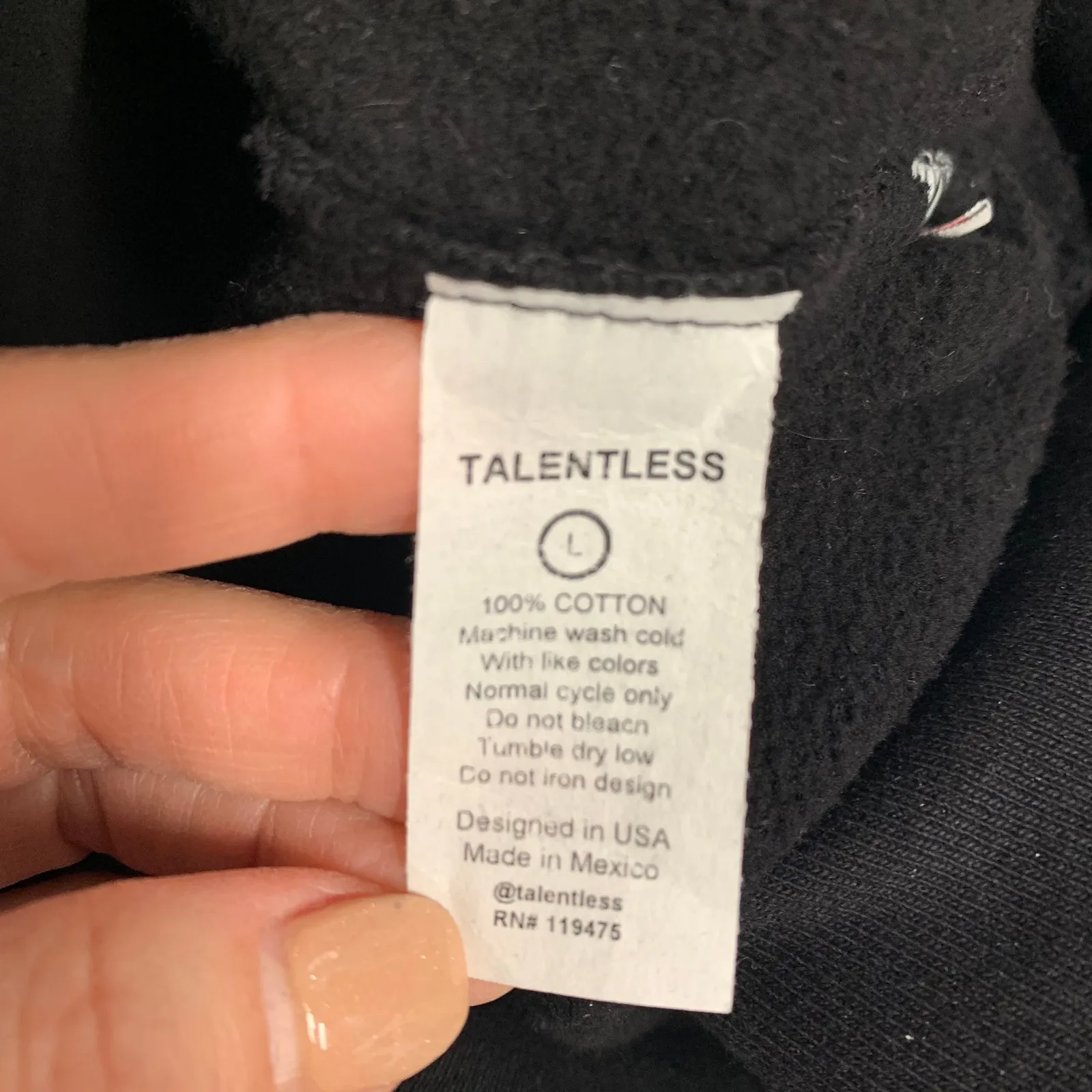 Nwot Talentless Black Hoodie Sz Large Heavy Cotton - Image 4