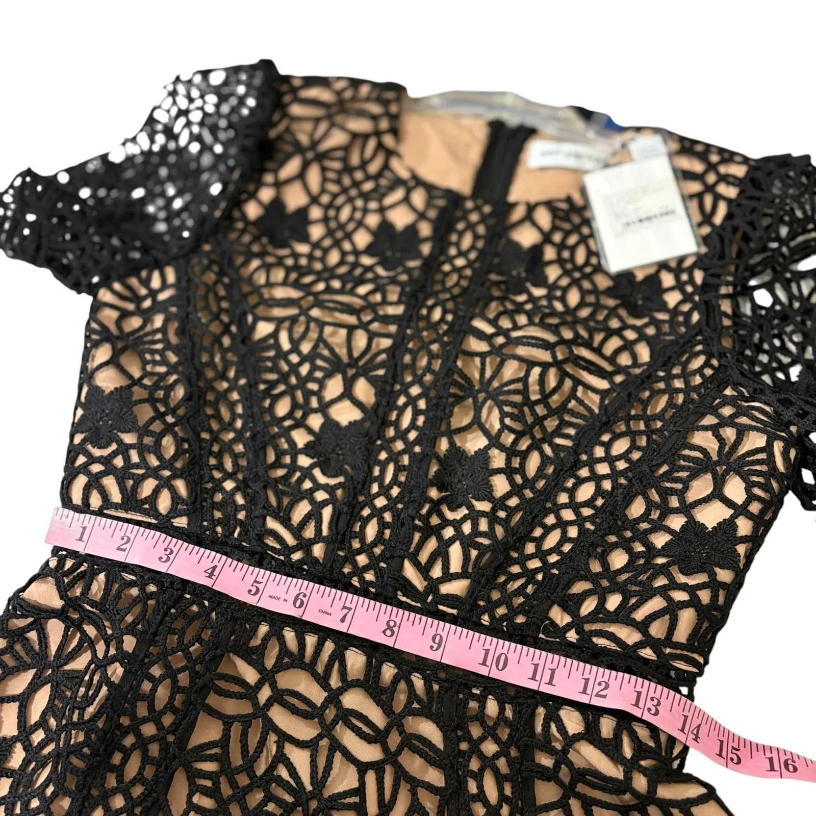 Self Portrait Black Giupure Lace Midi Dress US 6 AW22905 - Image 10