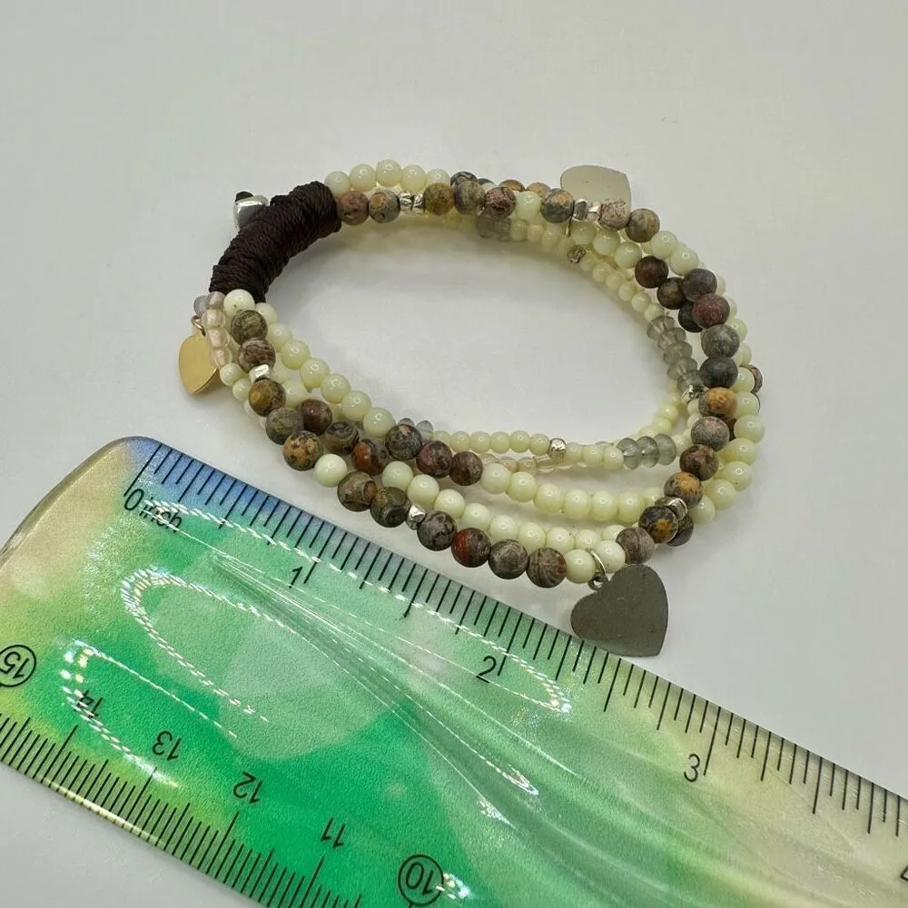 leopard skin jasper multi strand beaded bracelet - Image 6