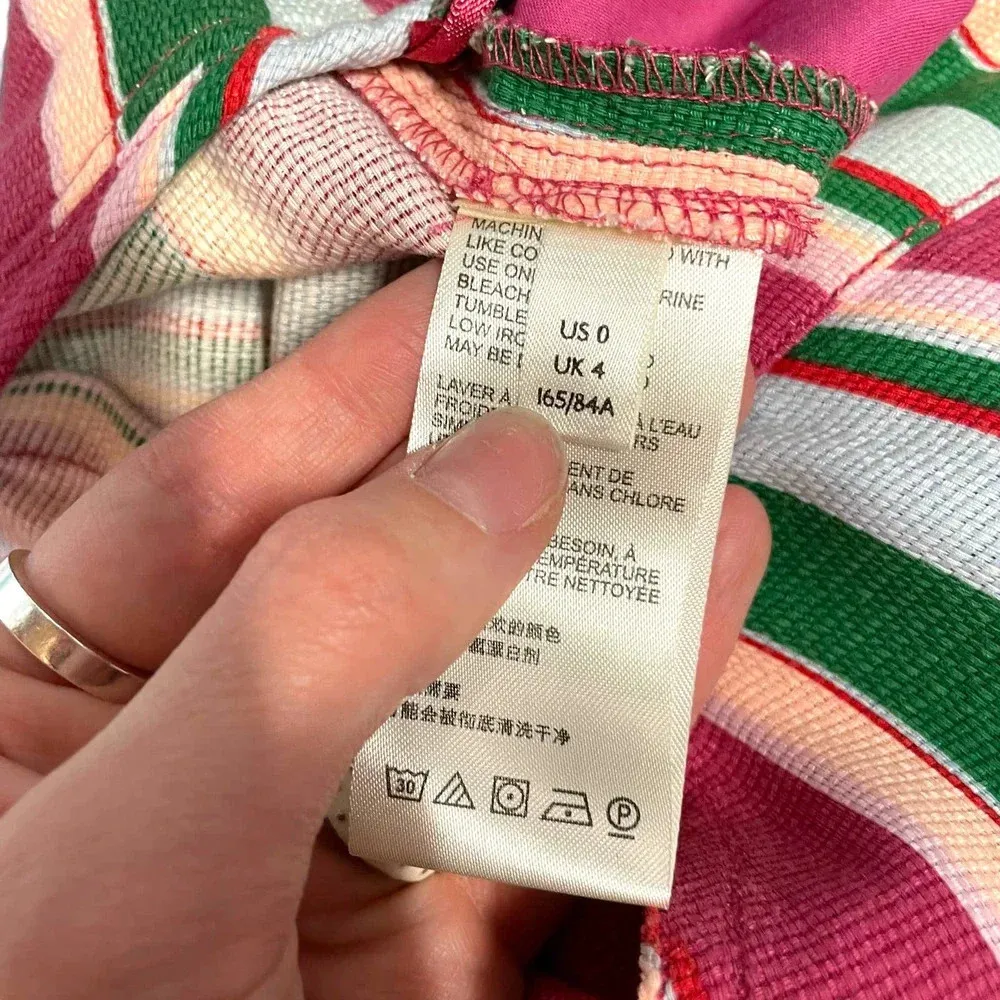 Free People‎ La Paz Stripe Cotton Blend Ankle Pants Berry Combo Size 0 - Image 11