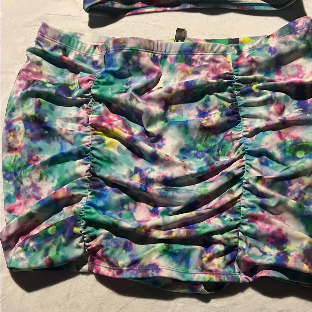 Torrid watercolor Swim skirt and strapless top - Image 5