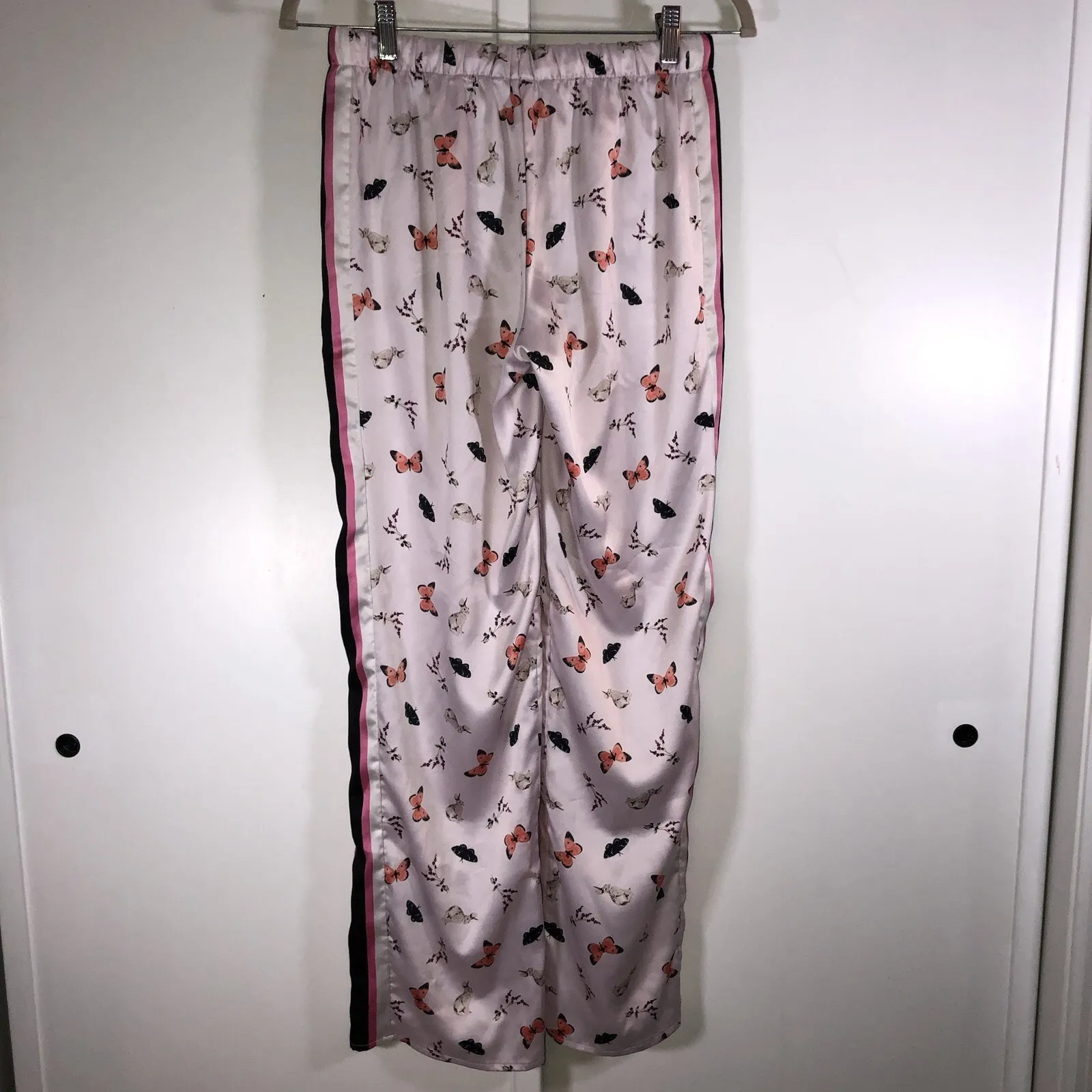 Victoria Secret Satin Pajama Lounge Pants Pink Bunny Butterfly Floral Pinstripe - Image 6