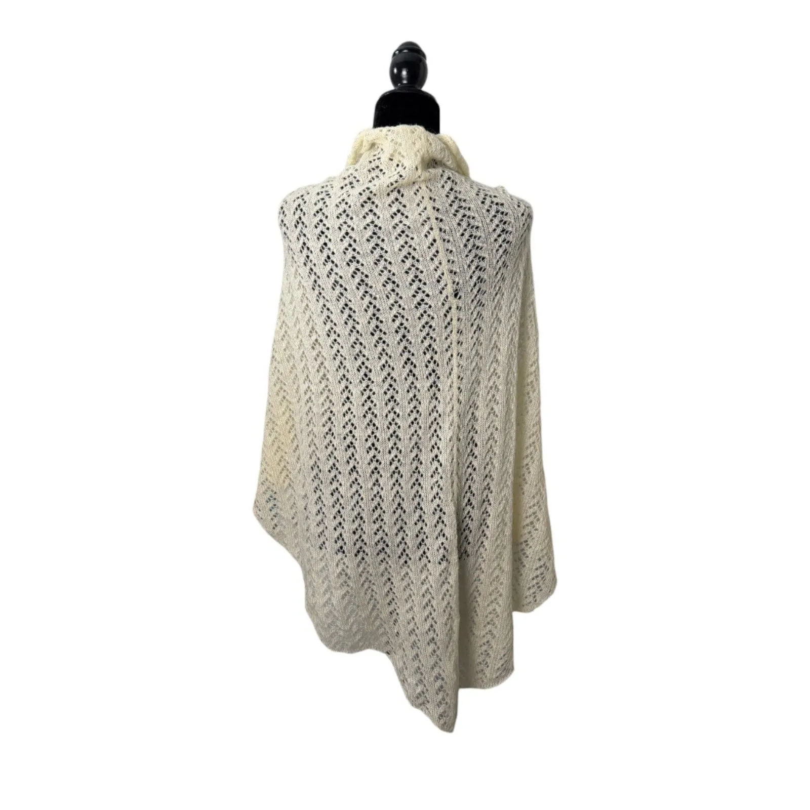 Gap Vintage Y2K Cream Open Knit Floral Neutral Elevated Coastal Scarf Shawl NEW - Image 2