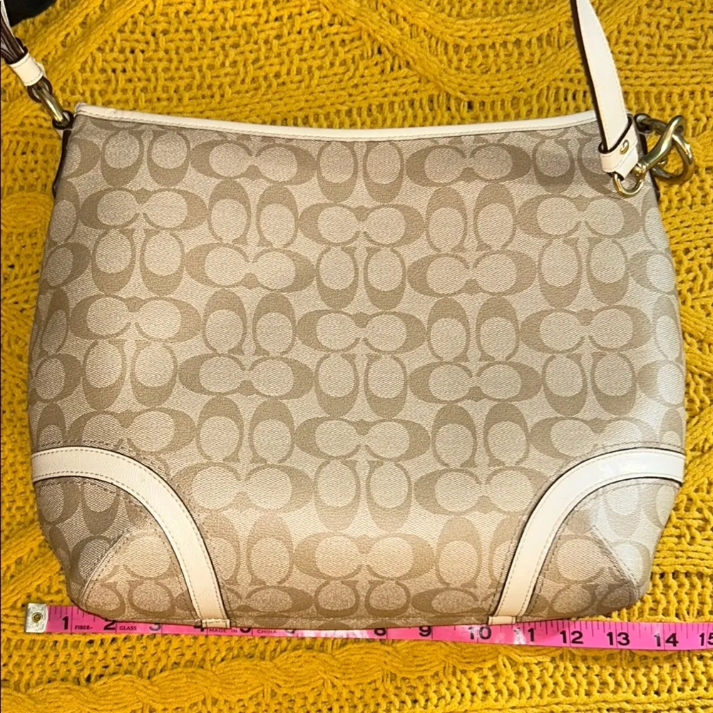 Coach Beige Signature Monogram Coated Canvas Crossbody/ Shoulder Bag - Image 14
