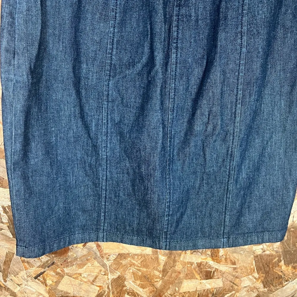 Ann Taylor Womens Blue Denim Pencil Short Skirt Cotton Blend Side Zip Size 6 - Image 6