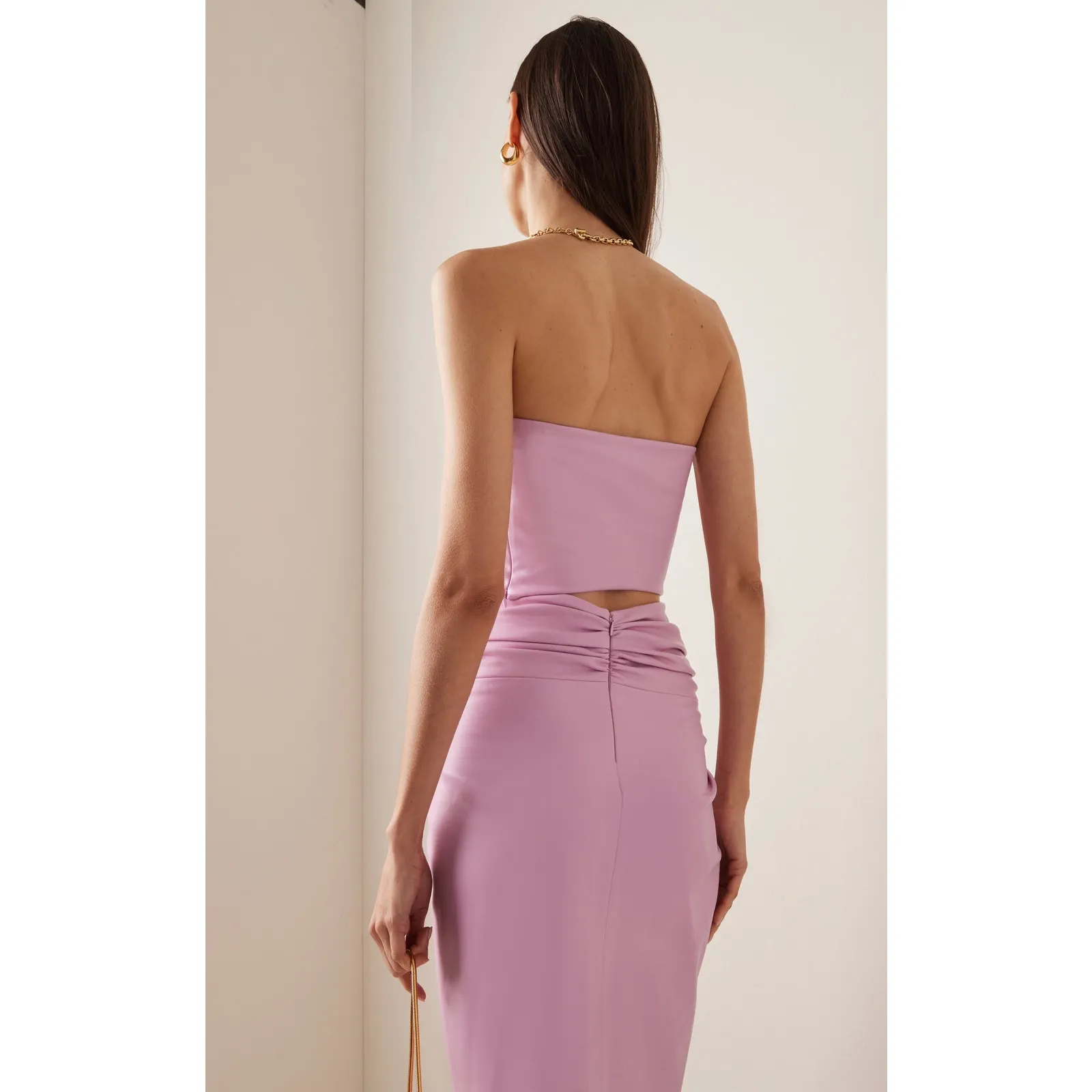 Lapointe Stretch Faux Leather Cropped Tube Top in Blossom Pink Size 4 - Image 3