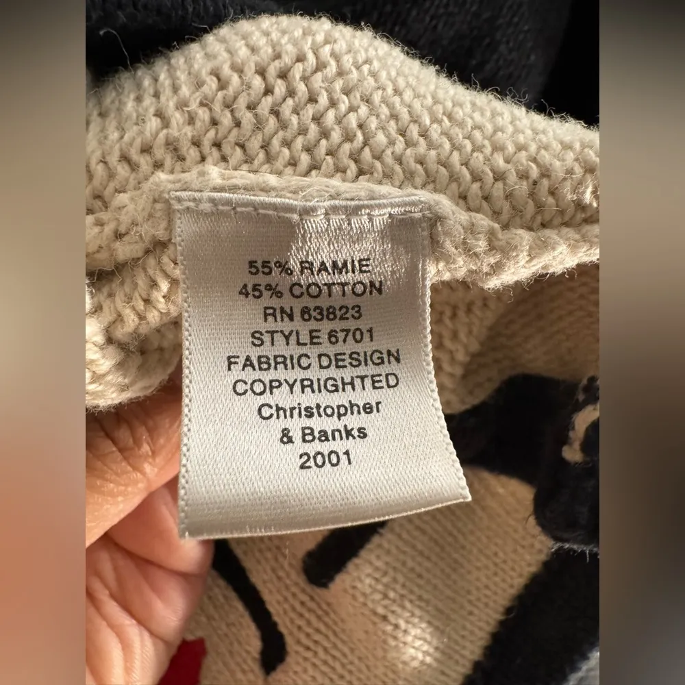 CHRISTOPHER & BANKS Women's L Novelty Cat Embroidered Button Long Sleeve Sweater - Image 9