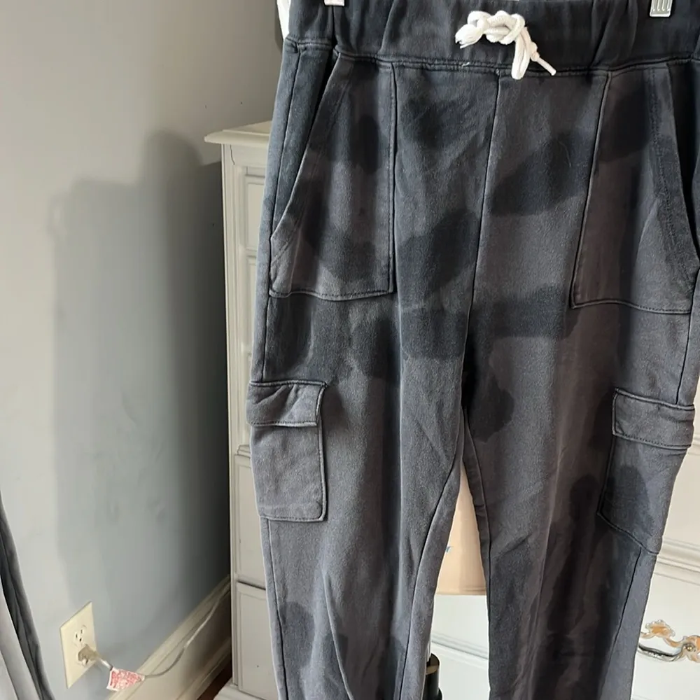Joggers Gray Charcoal Sweatpants Womens Small Cotton Cargo Tie Dye - Image 8