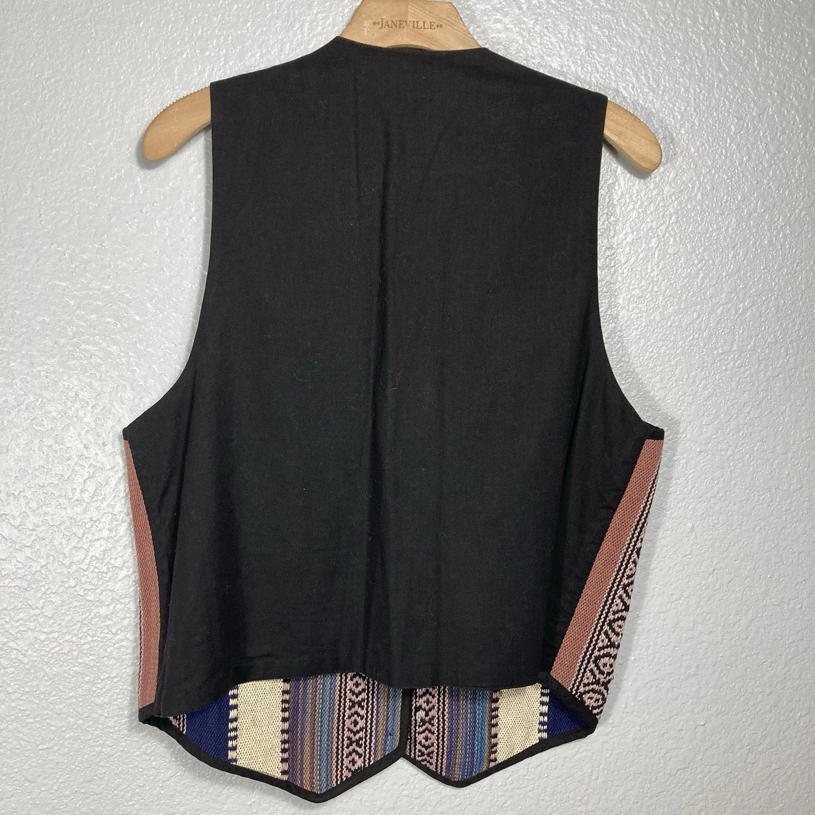 Vintage Tapestry Vest Women L Button Front Strips Cottagecore Country Prairie Size L - Image 5