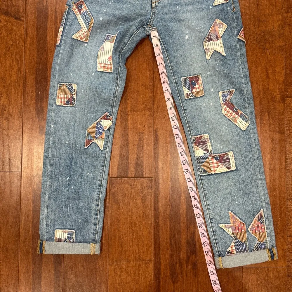 Pilcro Patchwork Slim Boyfriend Jeans Size 26 Blue - Image 8