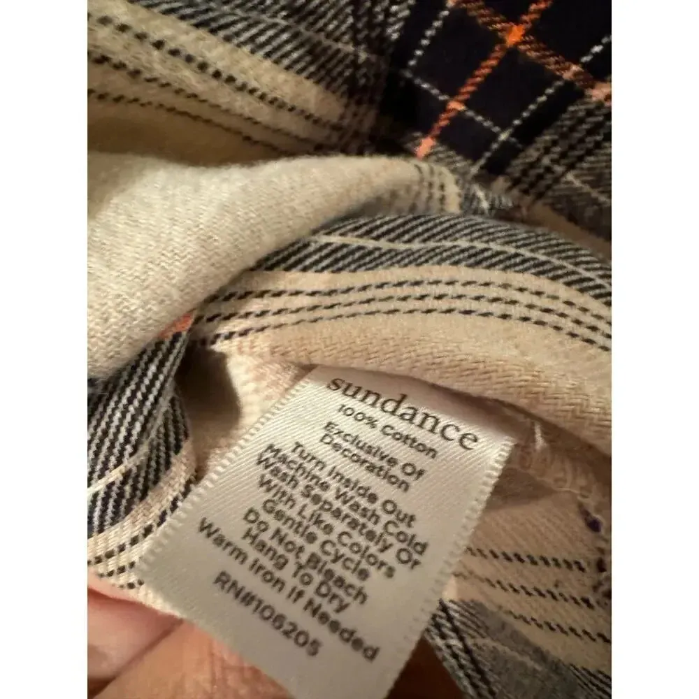 Sundance XS floral embroidered flannel boxy top 100% Cotton Western Boho prairie - Image 6