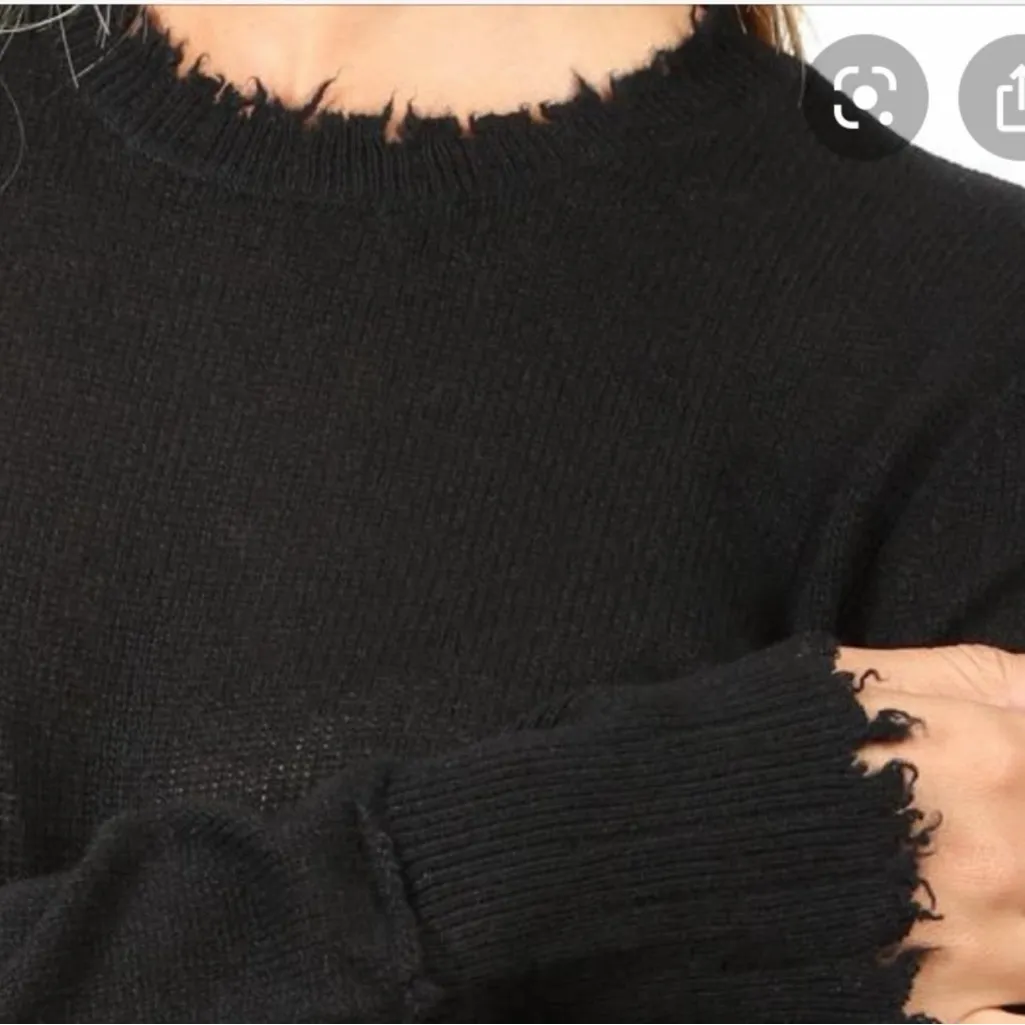 R13 Cashmere Sweater Long Sleeve Mock Neck Distressed Hem Black Size S - Image 2