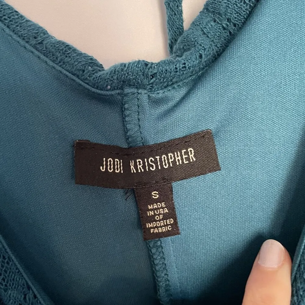Jodi Kristopher turquoise long sleeved dress women's size small sundress knit - Image 4