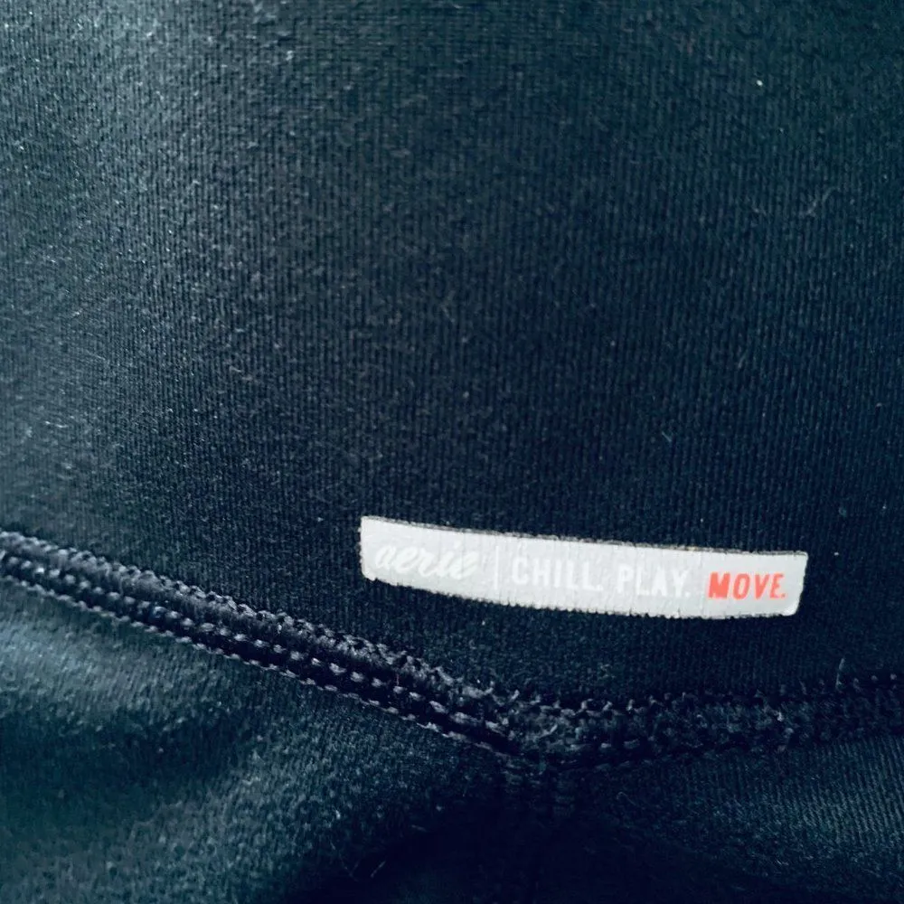 aerie Black Mesh High-Rise/Waisted Cropped 23" Tights/Leggings | Size: S - Image 9