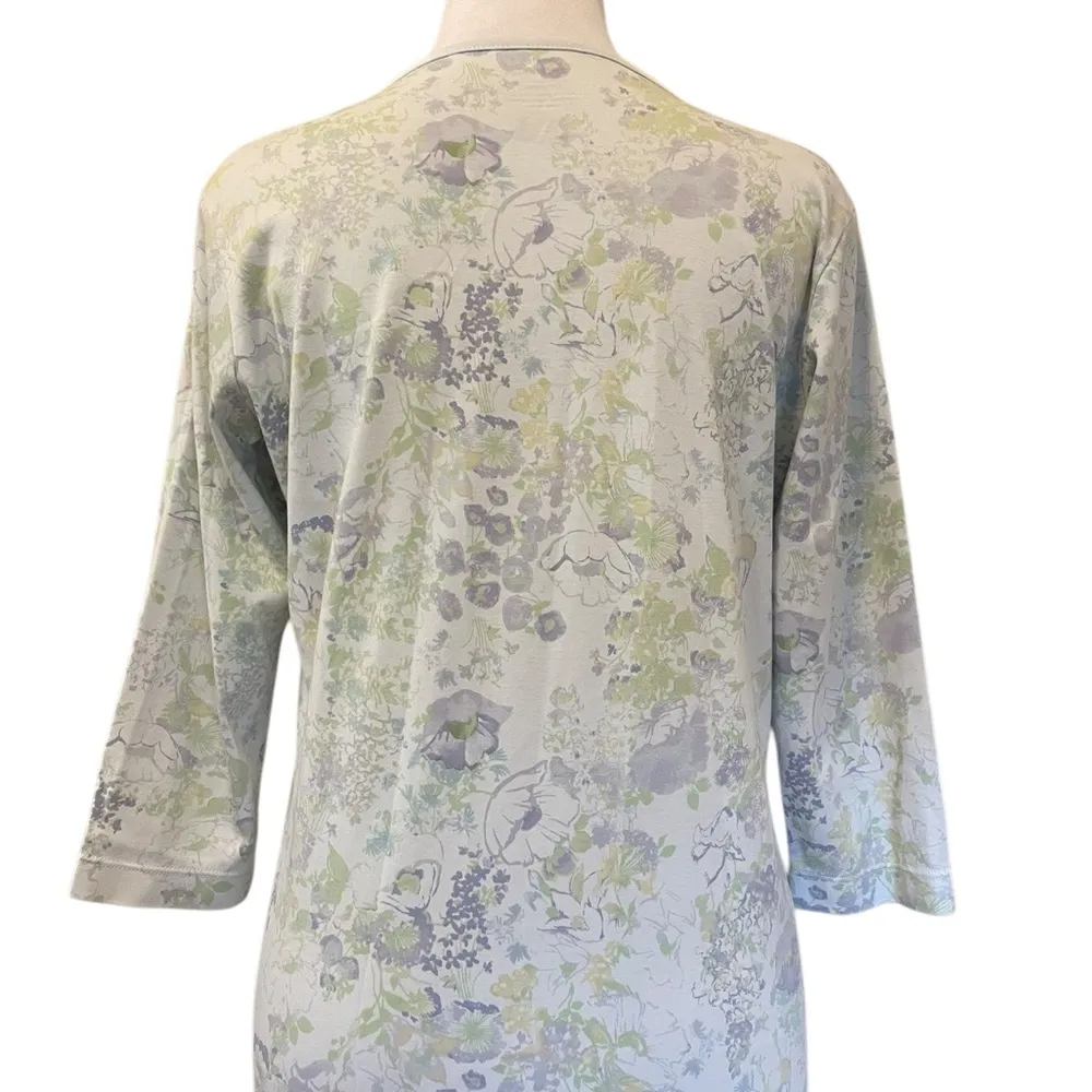 LL Bean Nightgown Dress Floral Supima Cotton Women Size XS Blue Green Floral - Image 4