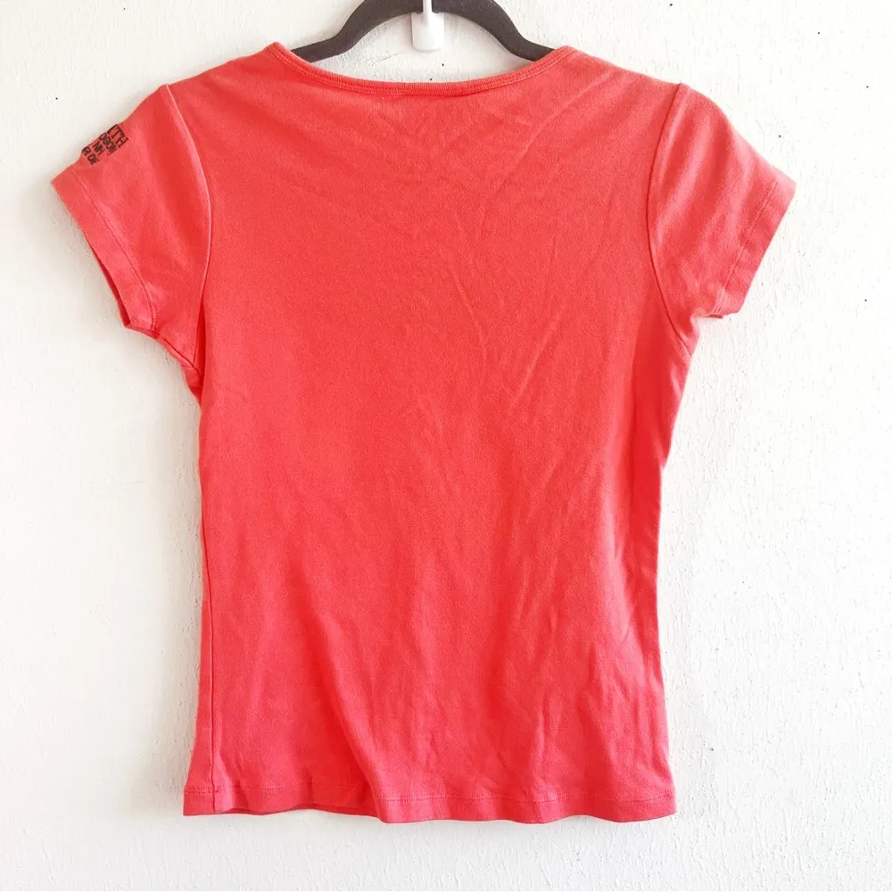 Harley-Davidson Tee Coral Crew Neck Black Metallic Logo Top Sz M EUC Meredith NH - Image 9