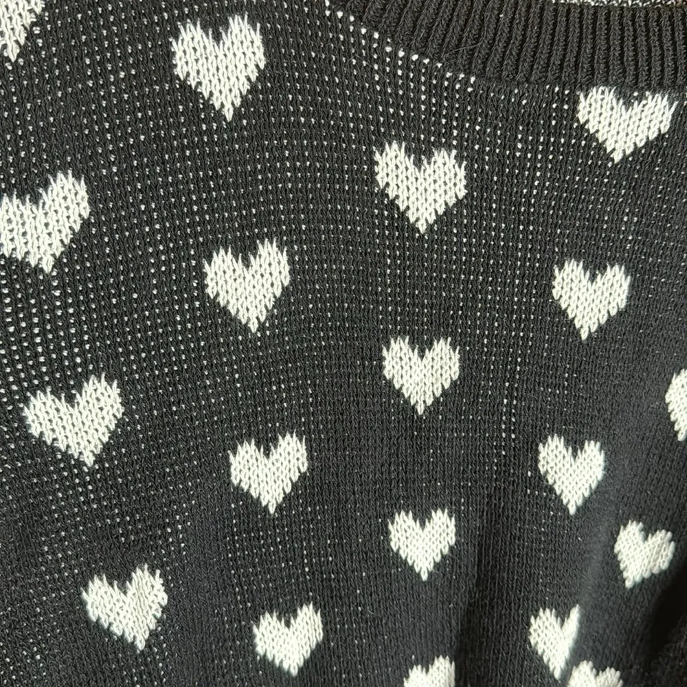 Strong Plus Black with White Hearts Sweater Size Medium - Image 2