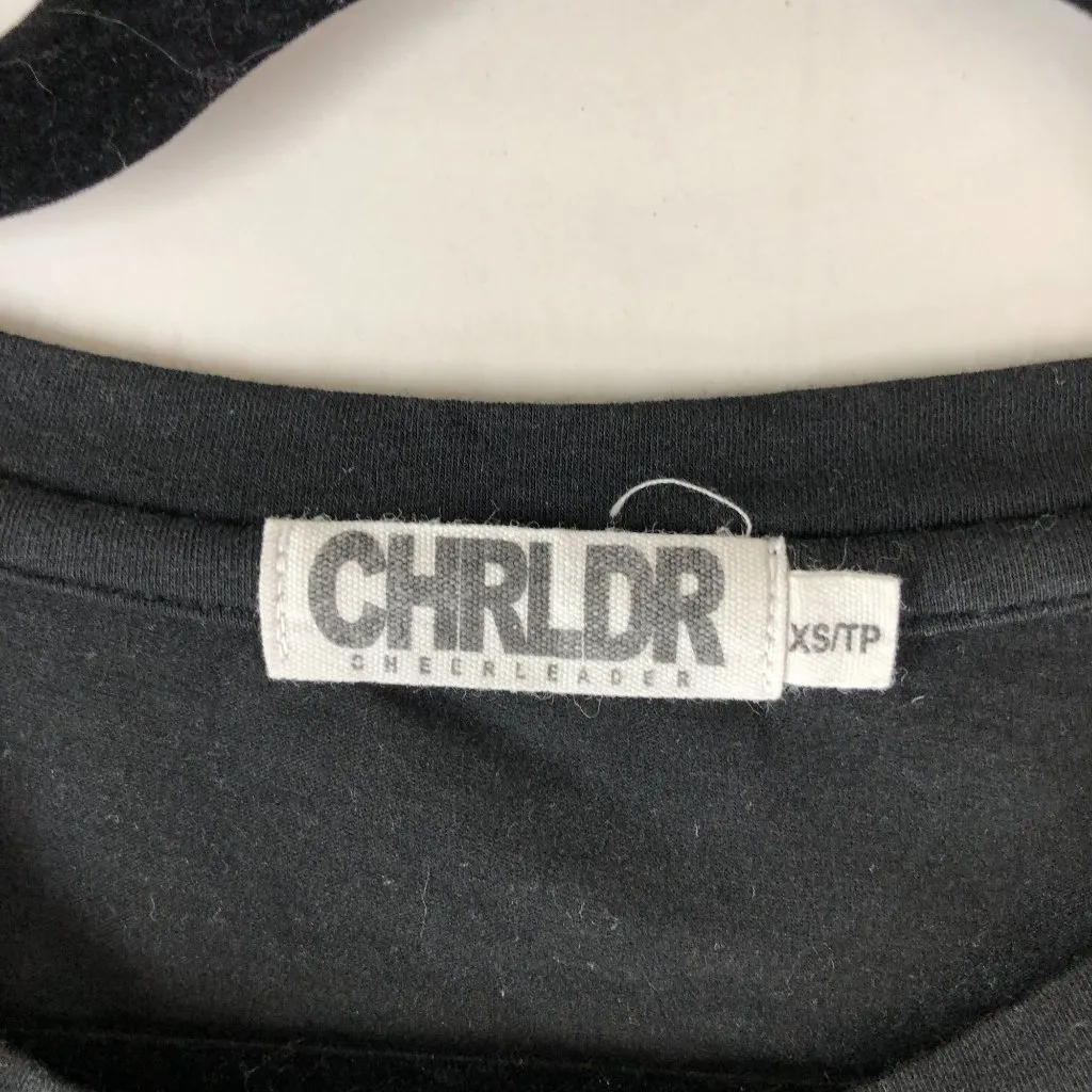 Chrldr Cheerleader Womens Top T Shirt Eye Print Short Sleeve Black XS - Image 3