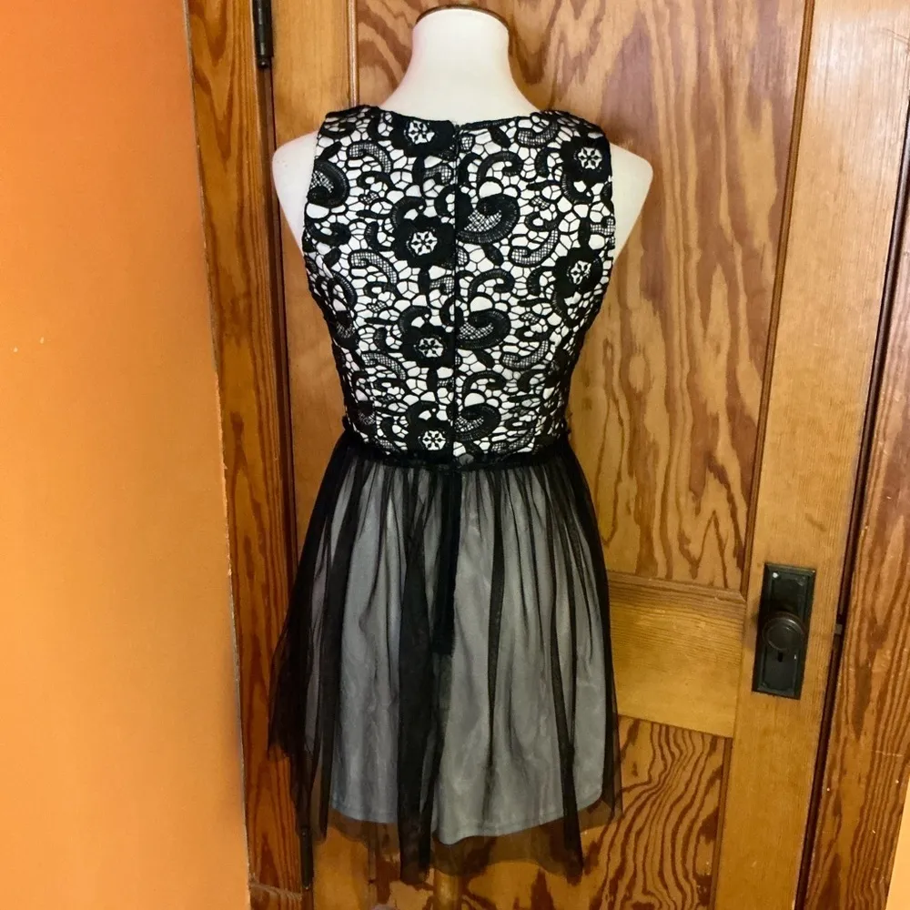 Miami Black Lace Fit & Flare Dress | Tulle Skirt Sleeveless Party Dress - Image 10
