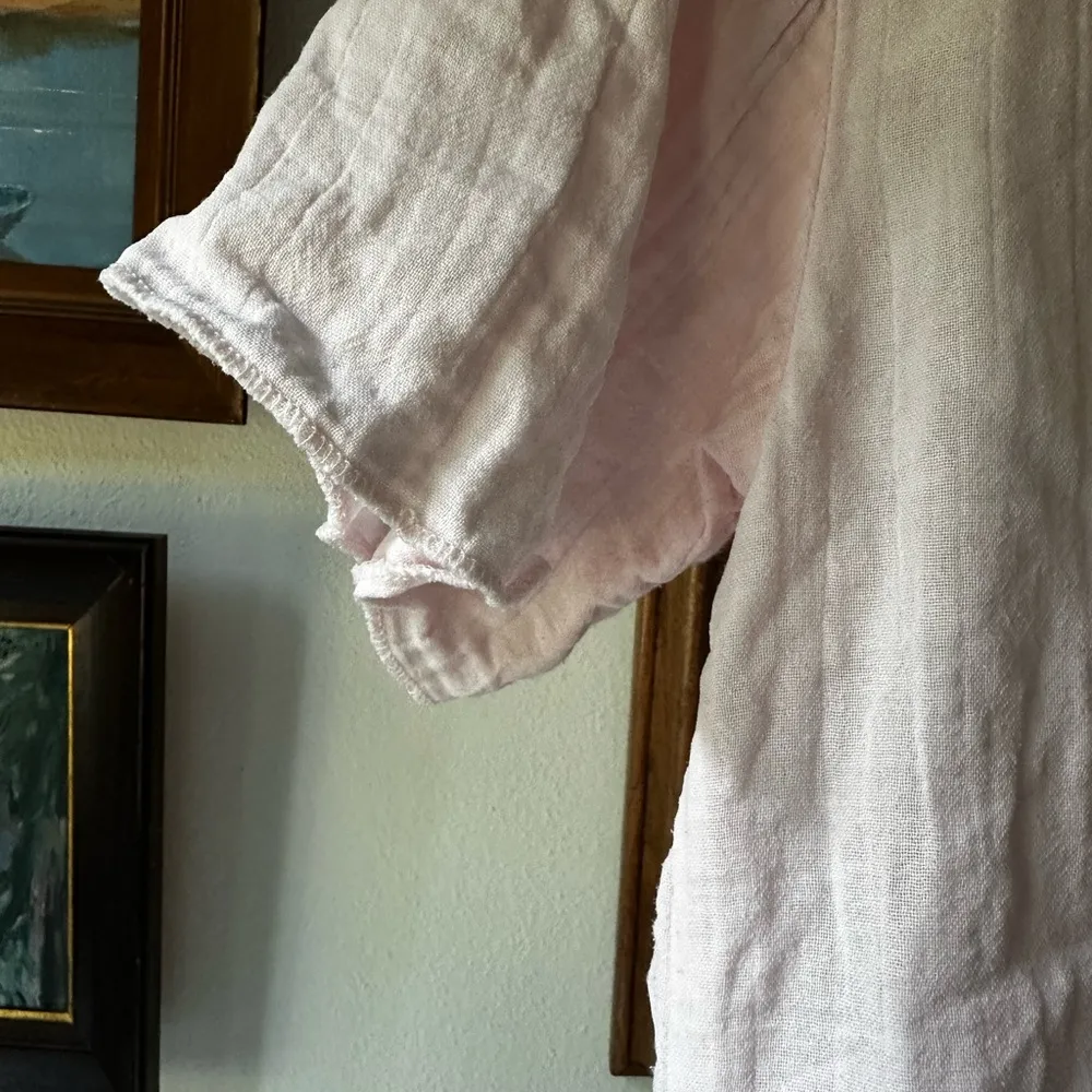 Lilla P Pink Relaxed Boxy Short Sleeve Blouse Size M - Image 4