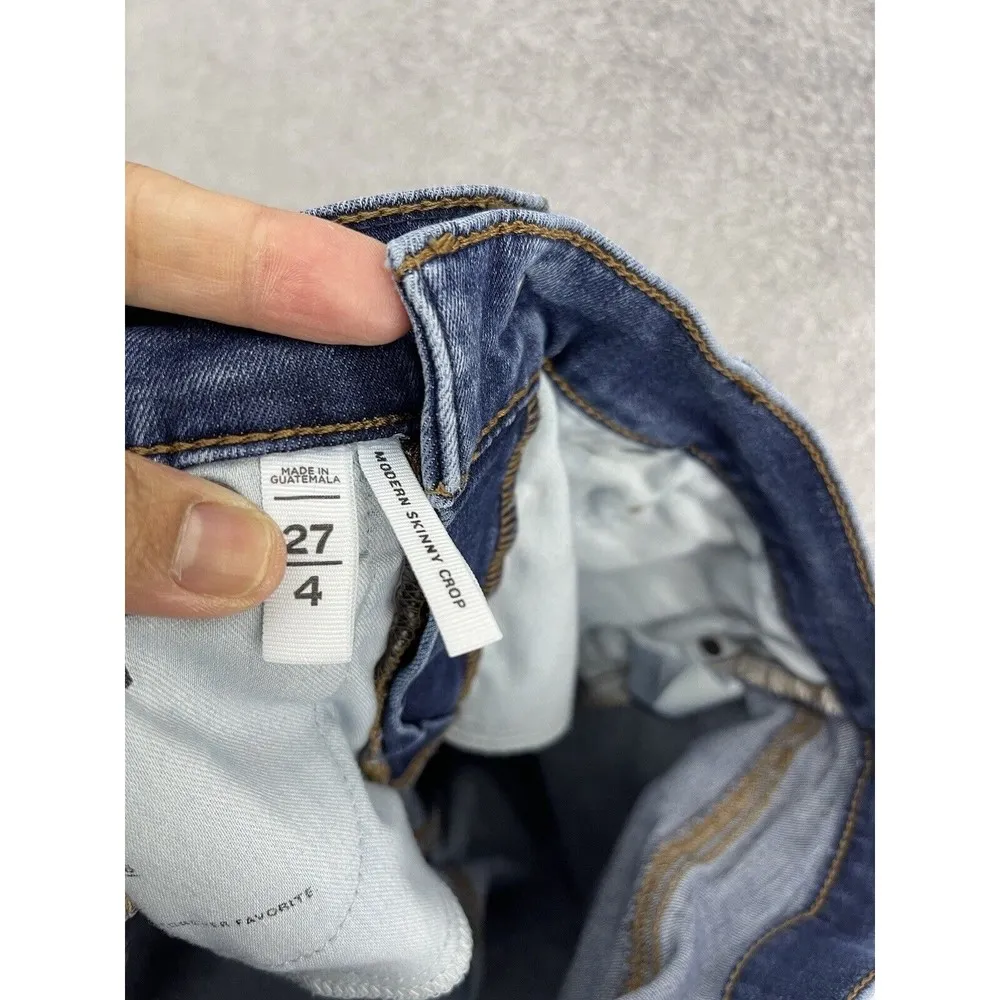 LOFT Ann Taylor Women's Blue Denim Jeans Size 4 Medium Wash Blend Skinny Crop - Image 5