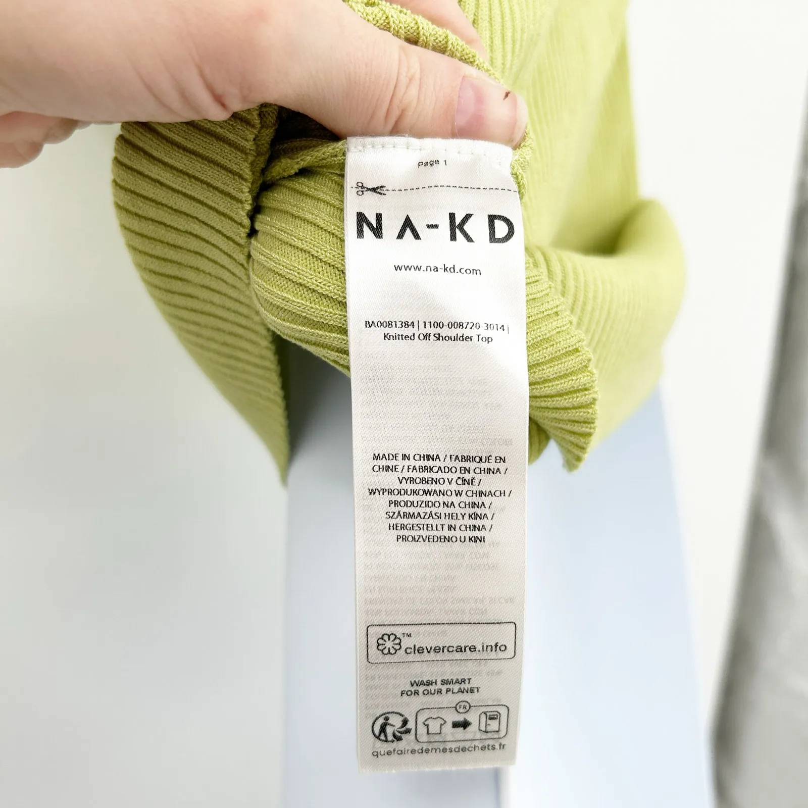 Na-Kd Womens Basic‎ Summer Crisscross Rib Knitted Off Shoulder Top Size M Green - Image 5