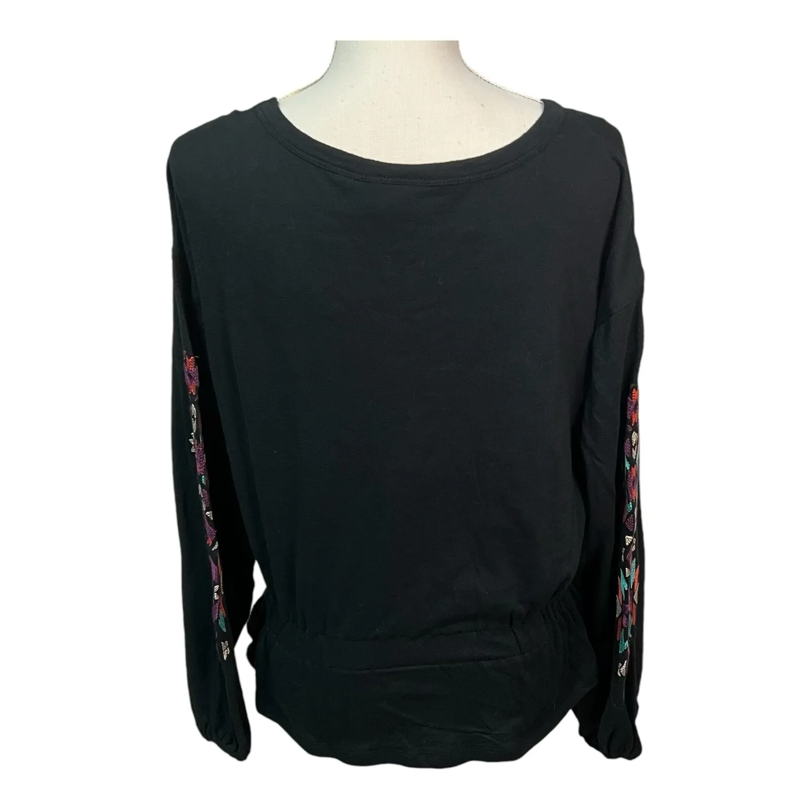 WRANGLER‎ Retro Aztec Women's Gathered Waist Embroidered Sleeve Top Medium NWT - Image 3