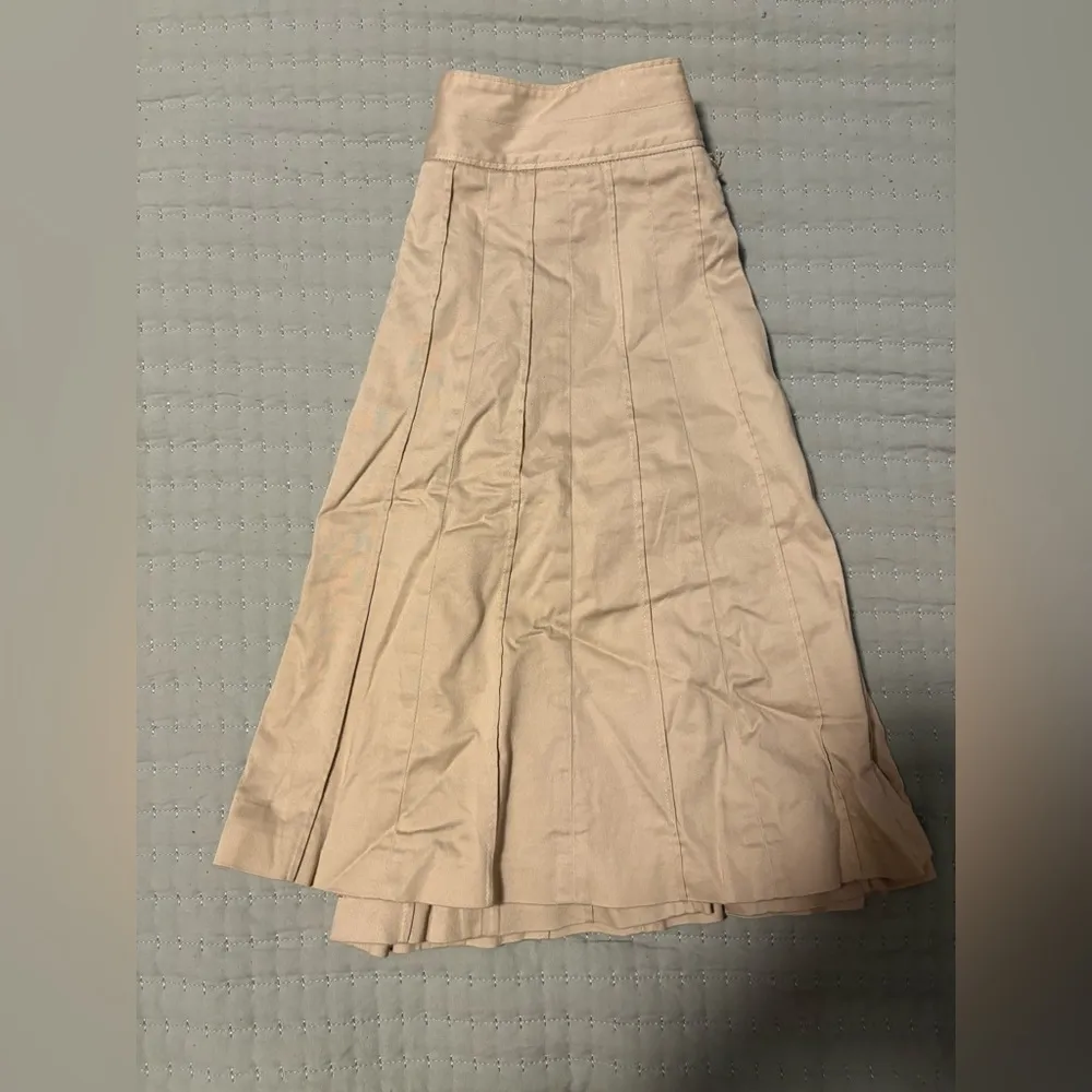 White House Black Market khaki A-Line Pleated Skirt - Image 2