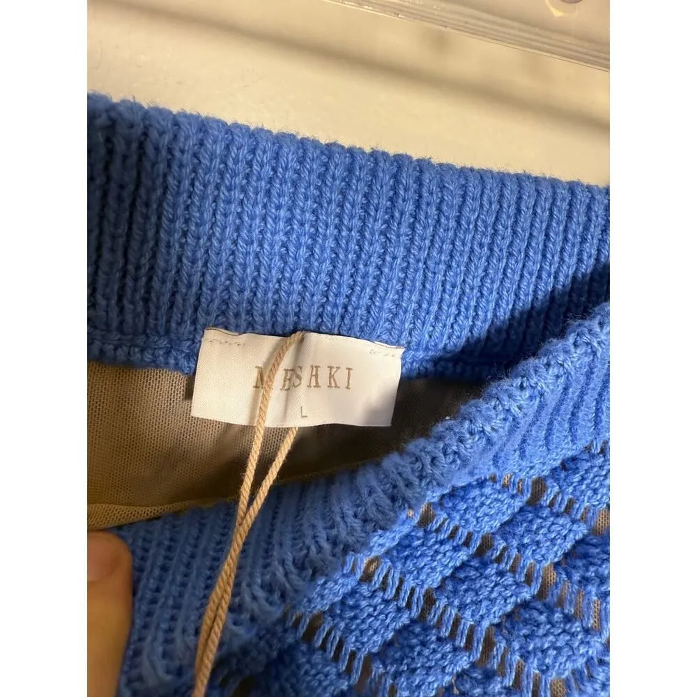 Meshki Lorenza Knit A-Line Mini Skirt in Periwinkle Sz. L - Image 5