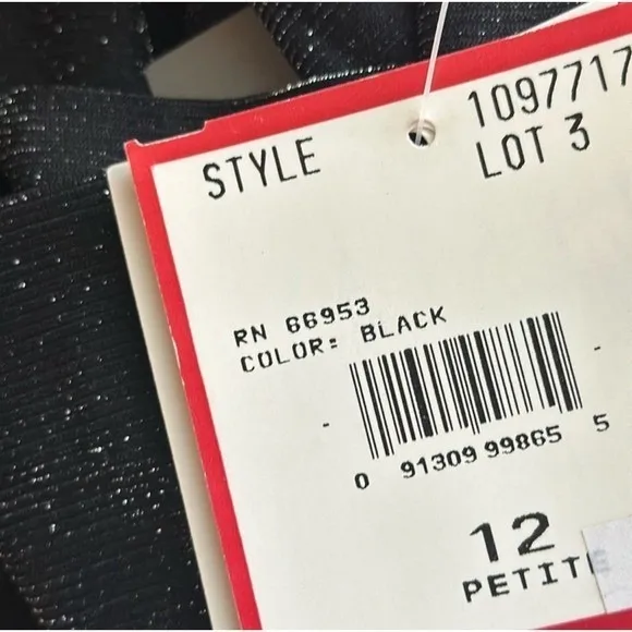 leslie fay 90 all black shimmery mid dress size 12P - Image 10