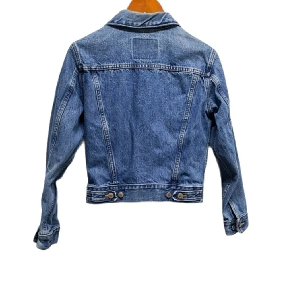 London Jean Vintage Denim Jacket Size Small Blue - Image 2
