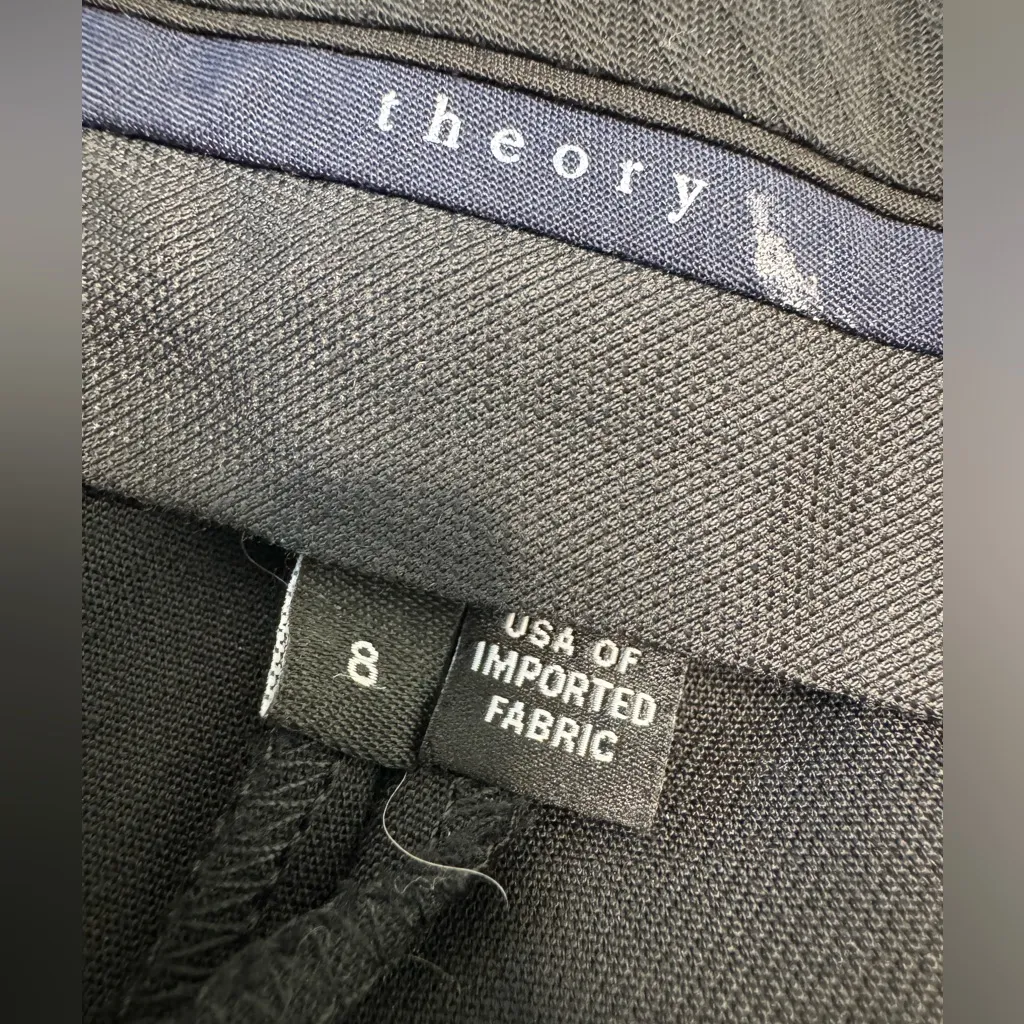 Theory Sprinza Tribute Women’s Black Dress Pants Trousers Wide Leg Cropped sz 8 - Image 6