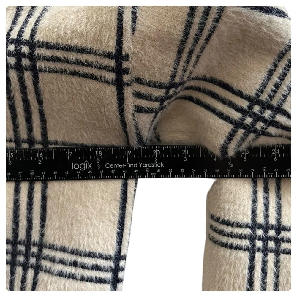 Mango MNG  Casual Fuzzy Knit Checkered Mock Neck Sweater Size Medium - Image 6