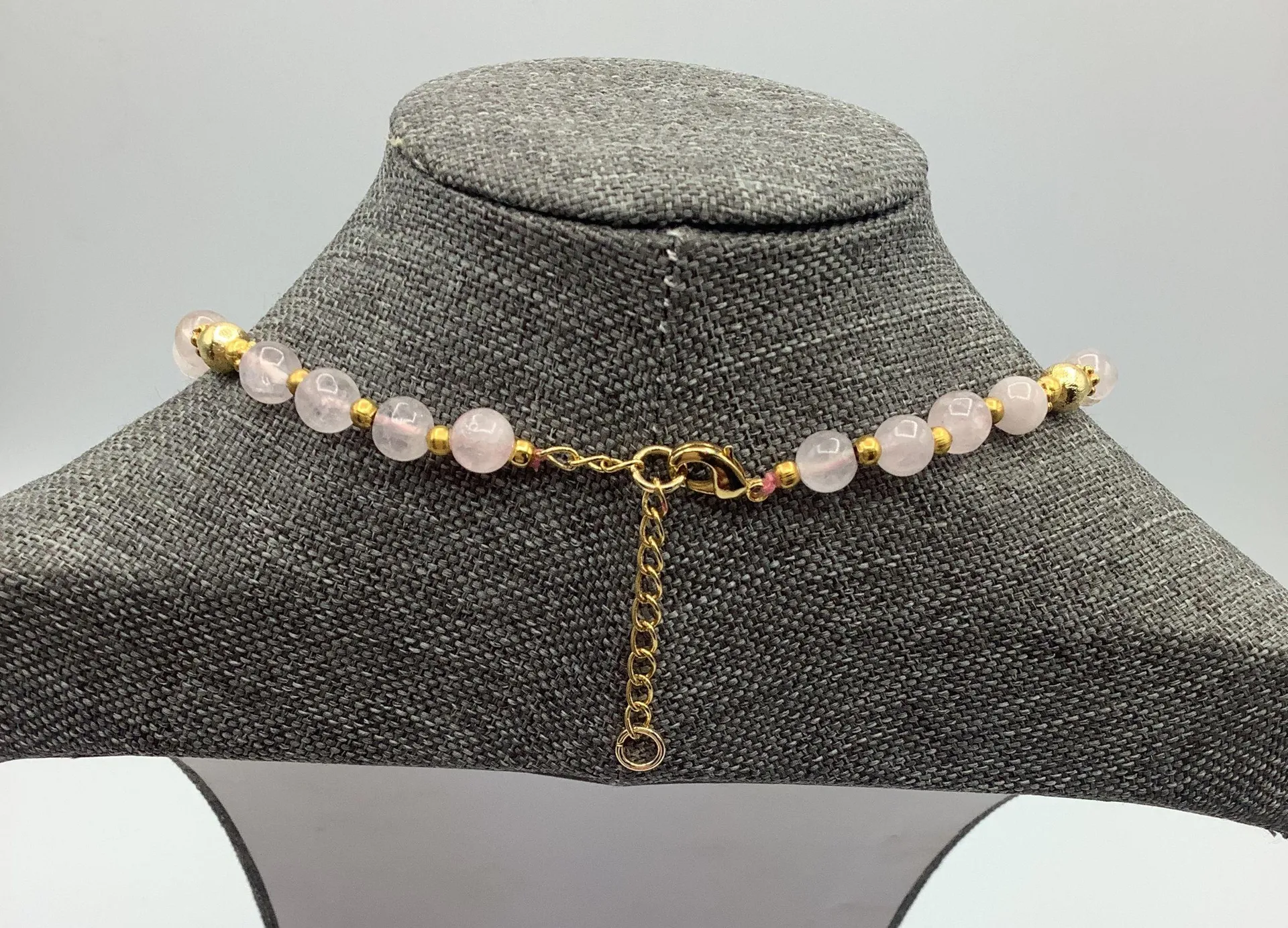 Vintage Y2K Light Pink Rose Quartz Beaded Necklace Set Of 3 Gorgeous Gold Tone  - Image 5