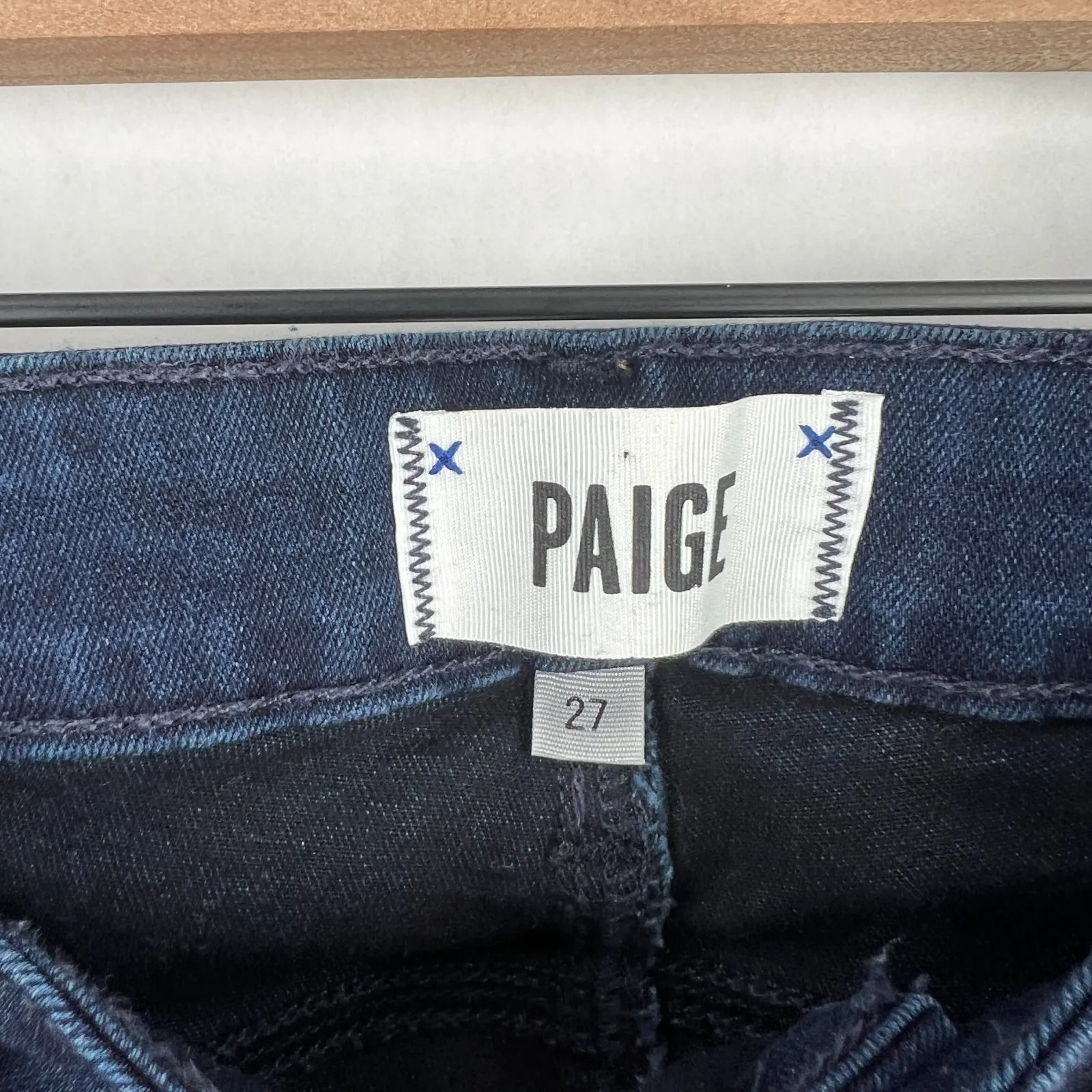 Paige Verdugo Ankle Jeans Womens 27 Blue Whiskering Denim Cotton Dark Wash - Image 4