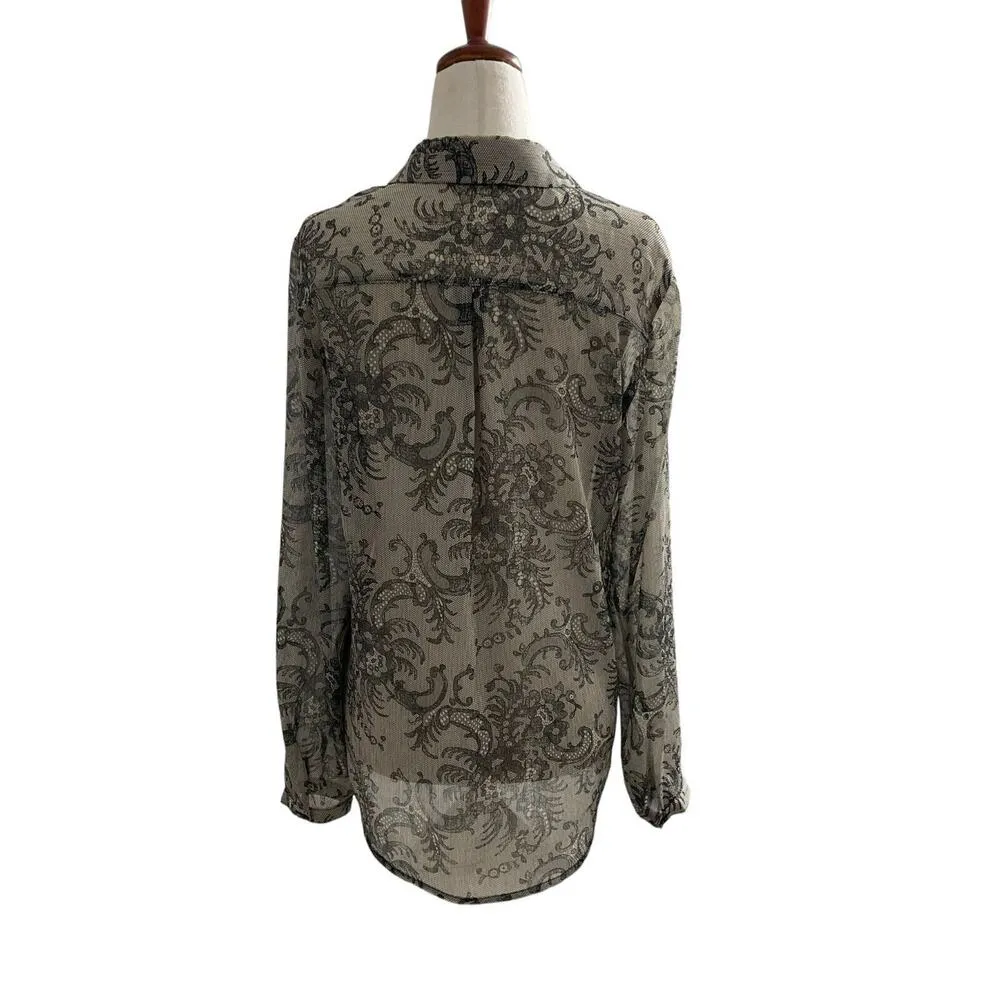 The Limited Women Size Small Button Up Shirt Collared Black Cream Sheer (33-494) - Image 2