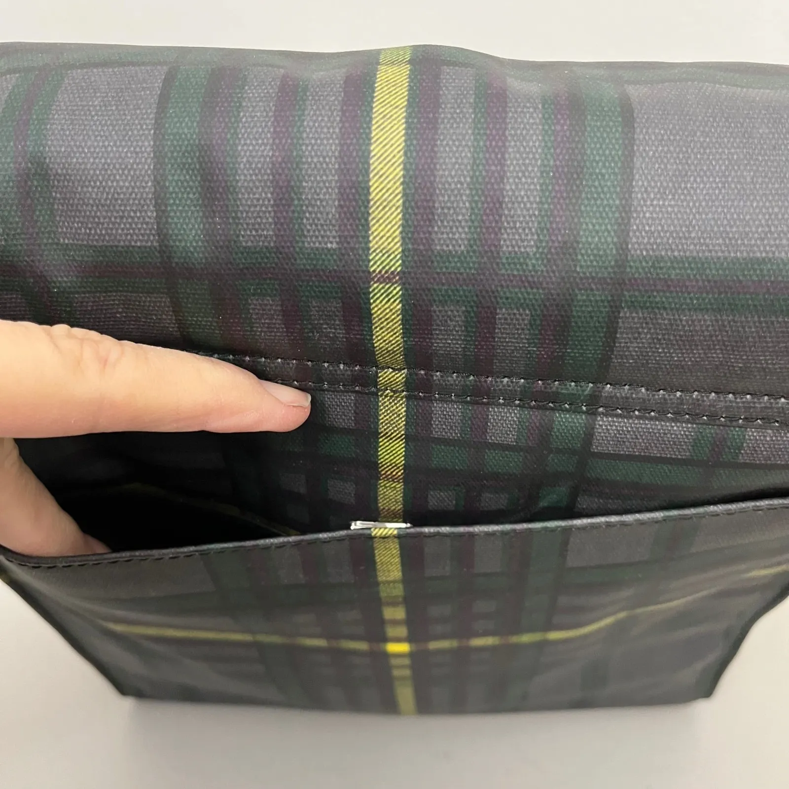 BODHI Plaid Leather Messenger Bag Crossbody Travel Bag School Preppy Unisex - Image 5