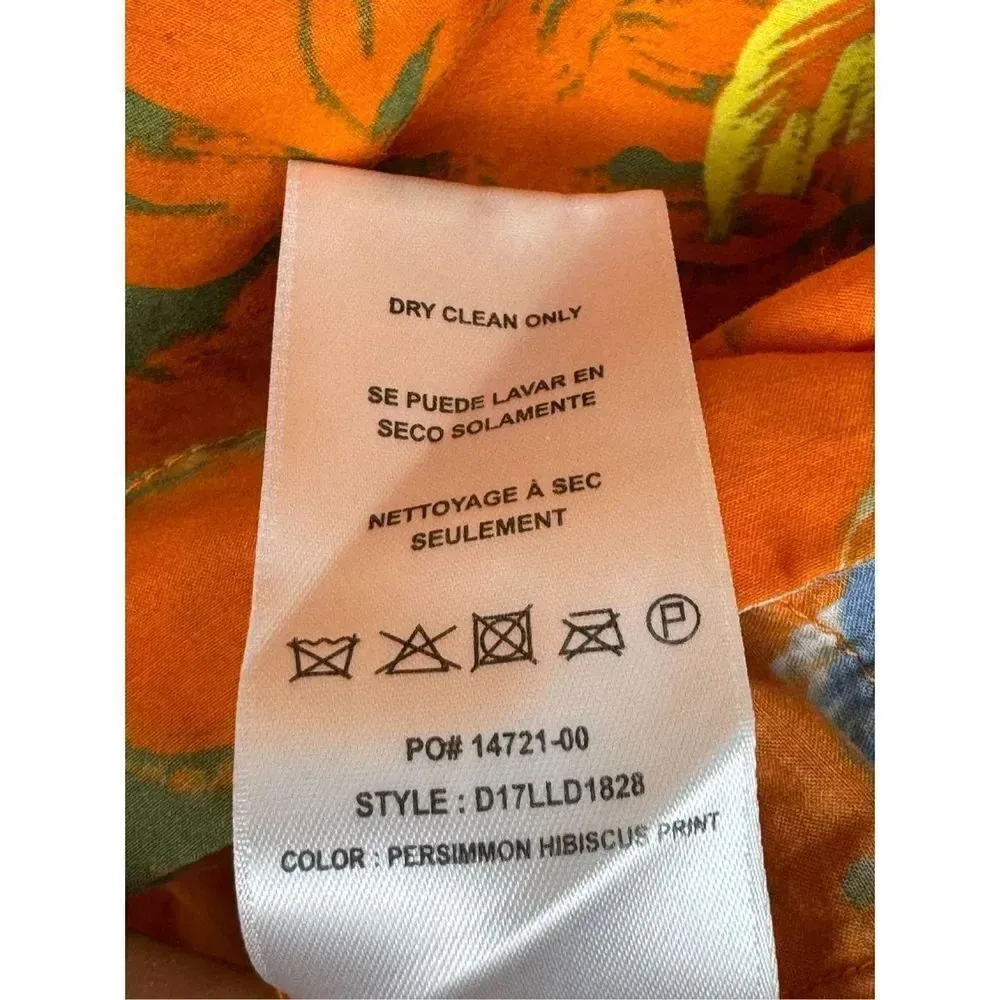 Joes Jeans Silk Blend Hawaiian Floral Resort Sleeveless Blouse M Orange Tassels - Image 7