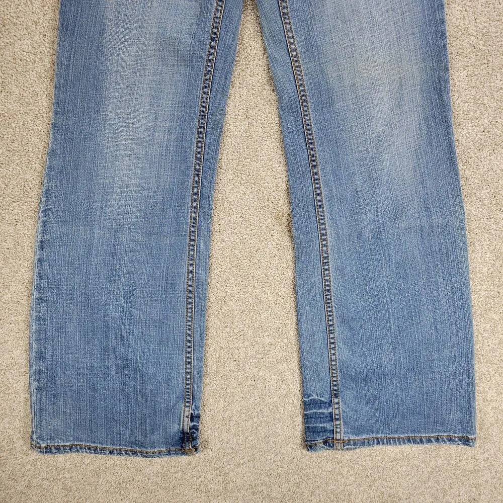 Vintage Faded Glory Jeans Womens 12 Light Wash Blue Floral Flap Pockets Wide Leg - Image 15