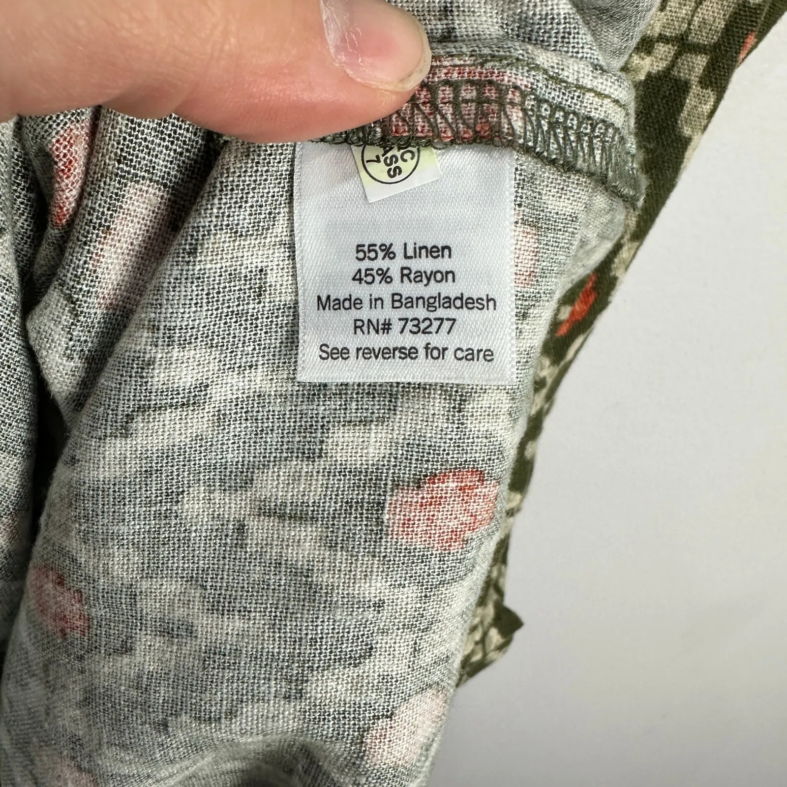 Sonoma Dress L Green Ikat Linen Blend Boho Cottagecore Earthy Granola Size L - Image 4