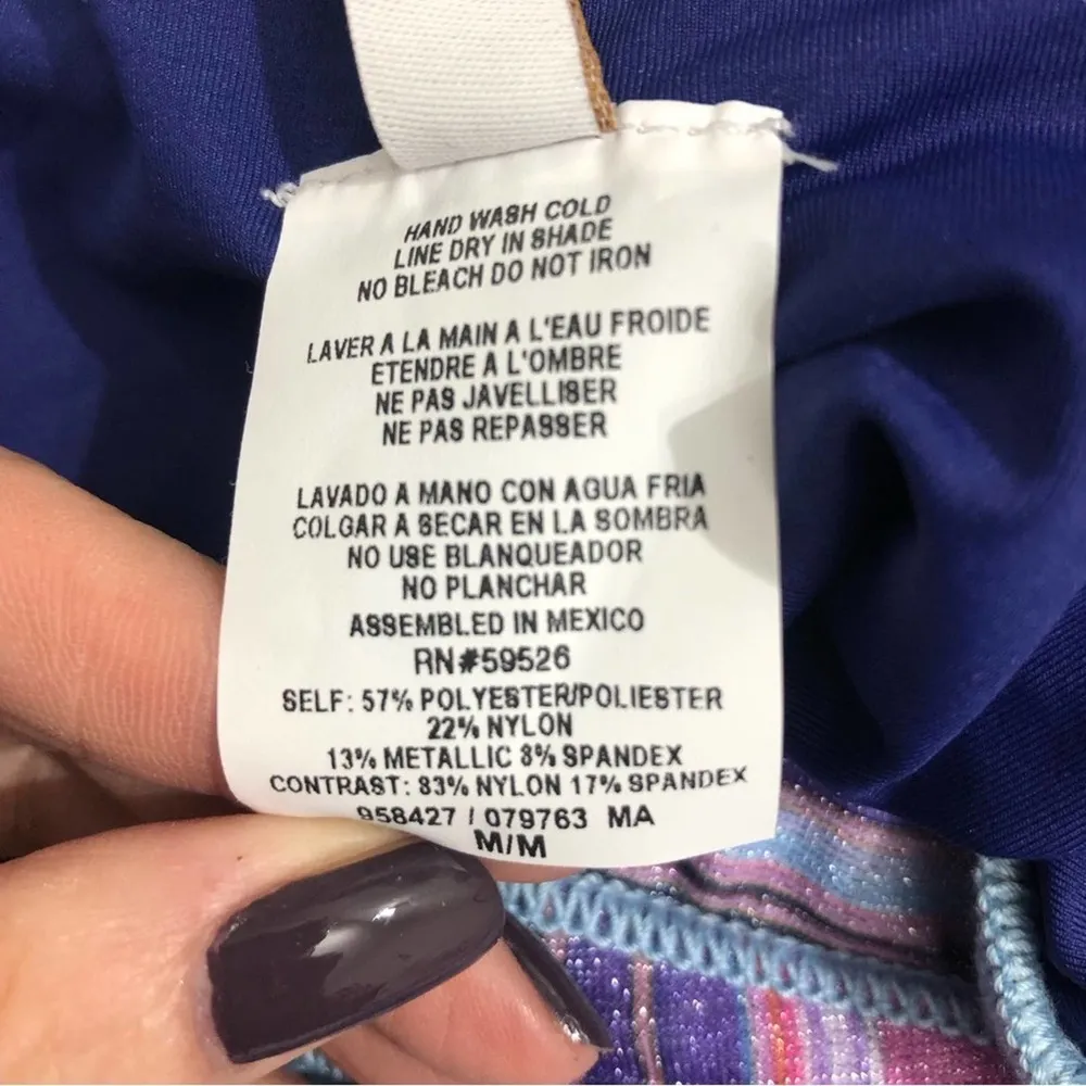 Becca Adela Tab Side Hipster Bikini Bottom in Metallic Multi Stripe Medium NWT - Image 8