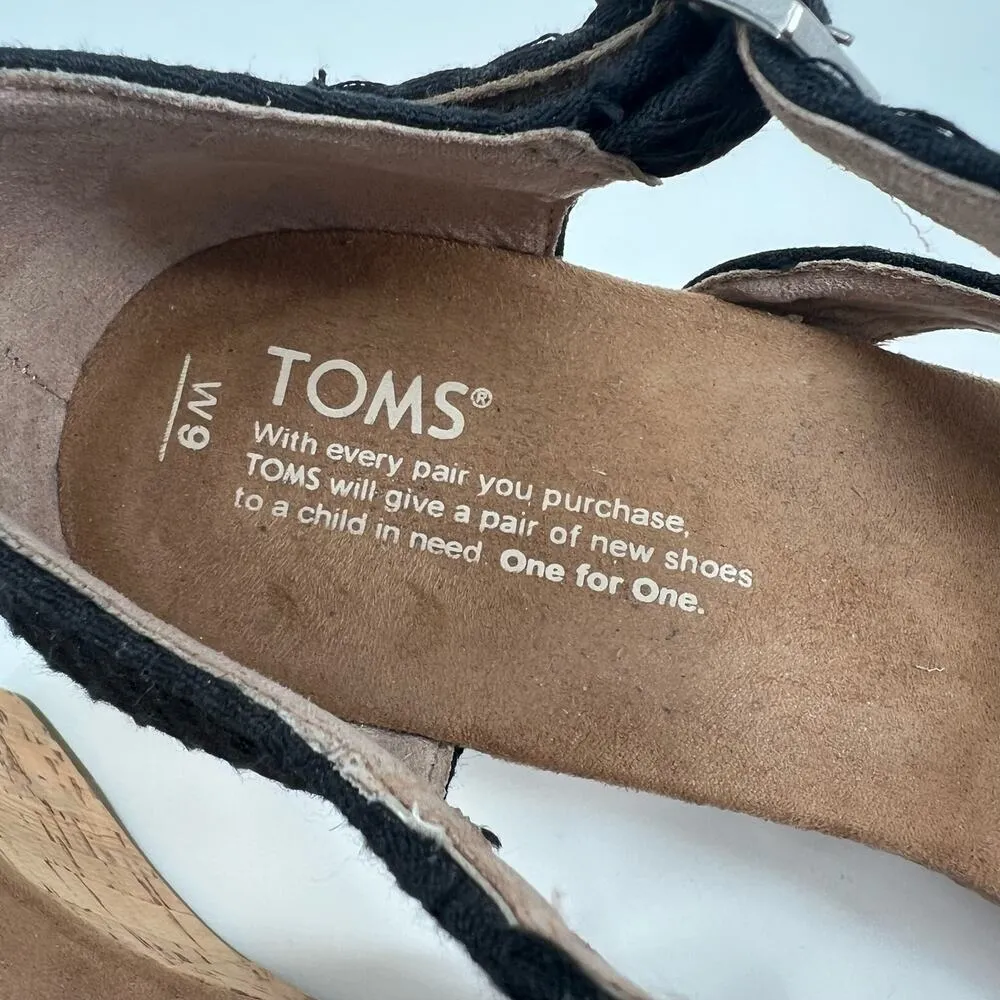 Tom’s Sienna Women's size 9 Criss Cross Espadrille Wedge buckle Sandals canvas - Image 9