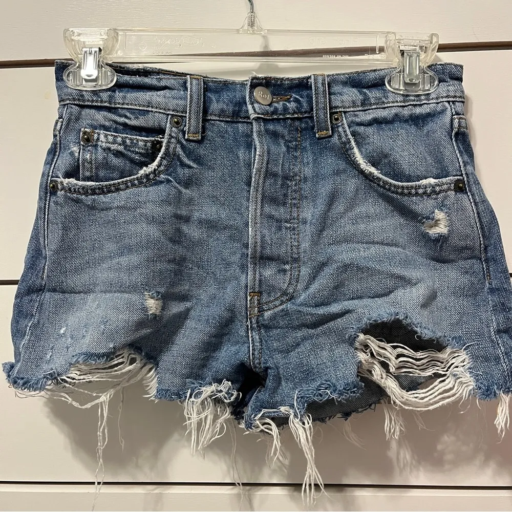 Reformation Dixie High Rise Denim Shorts - Image 4